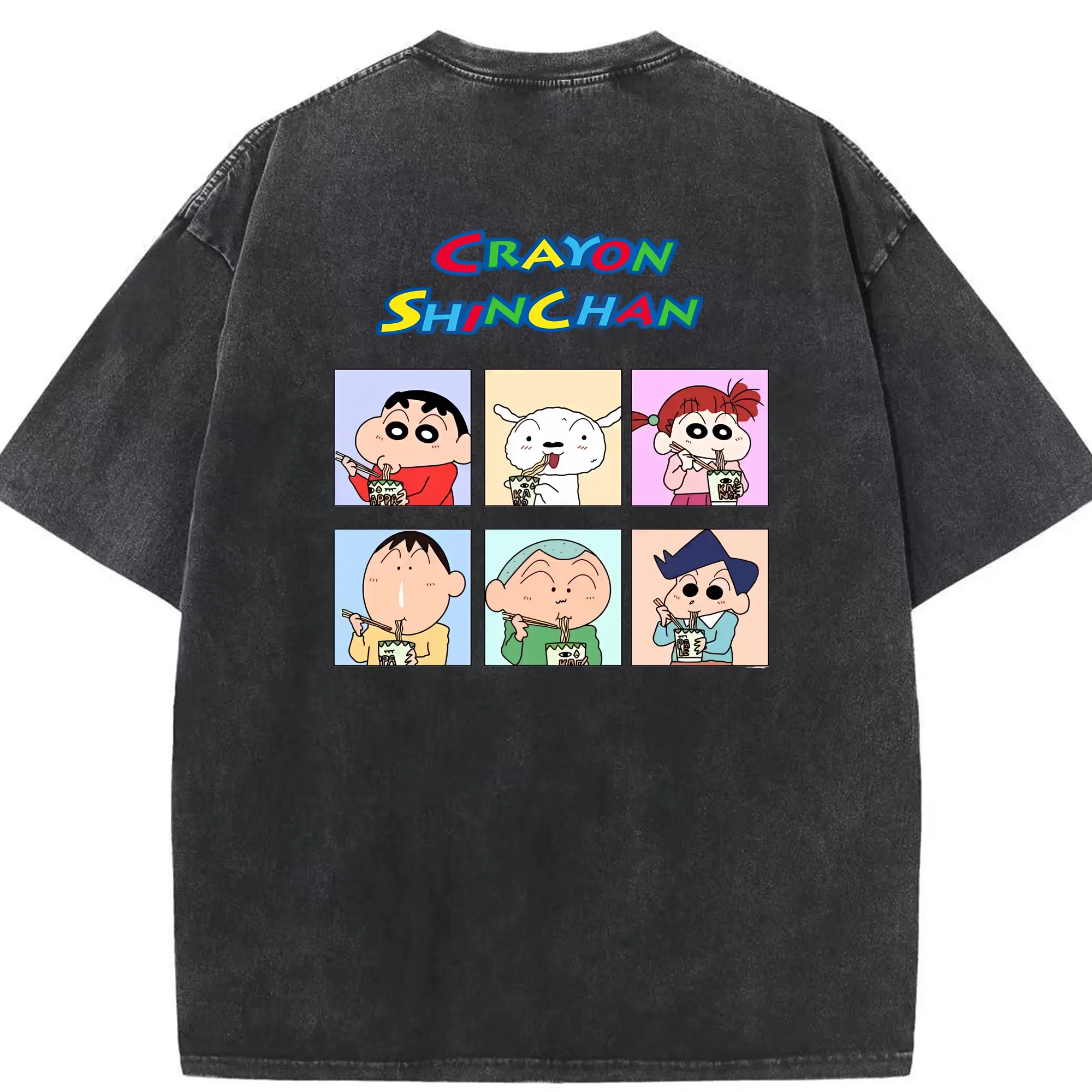 クレヨンしんちゃん グッズ 野原 しんのすけ - 綿100％ ヴィンテージ風 半袖Tシャツ ・ 背面プリント ・ 柔らか肌触り ・ 通気性 快適 ・ スポーツ カジュアル 外出用