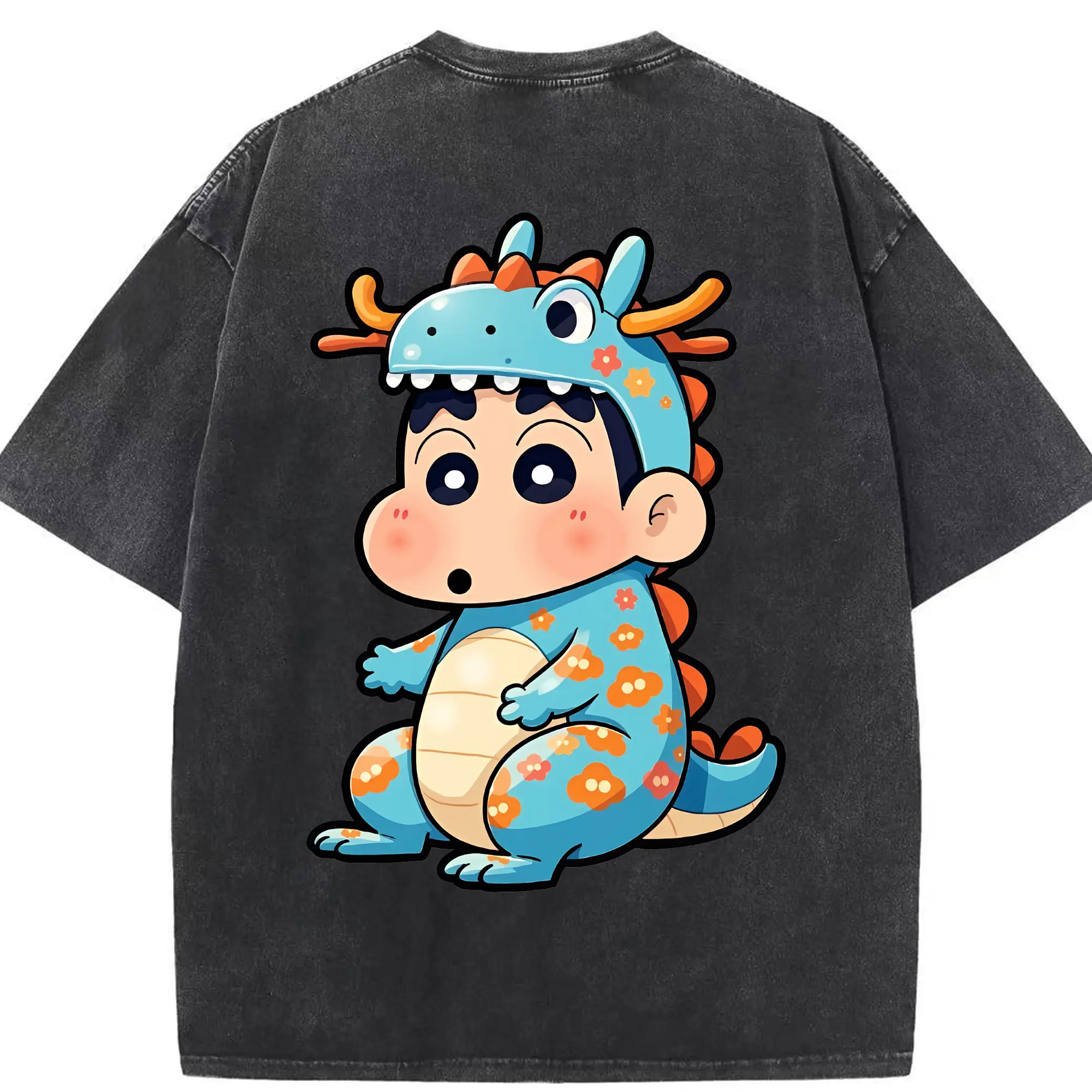 クレヨンしんちゃん グッズ 野原 しんのすけ - 綿100％ ヴィンテージ風 半袖Tシャツ ・ 背面プリント ・ 柔らか肌触り ・ 通気性 快適 ・ スポーツ カジュアル 外出用