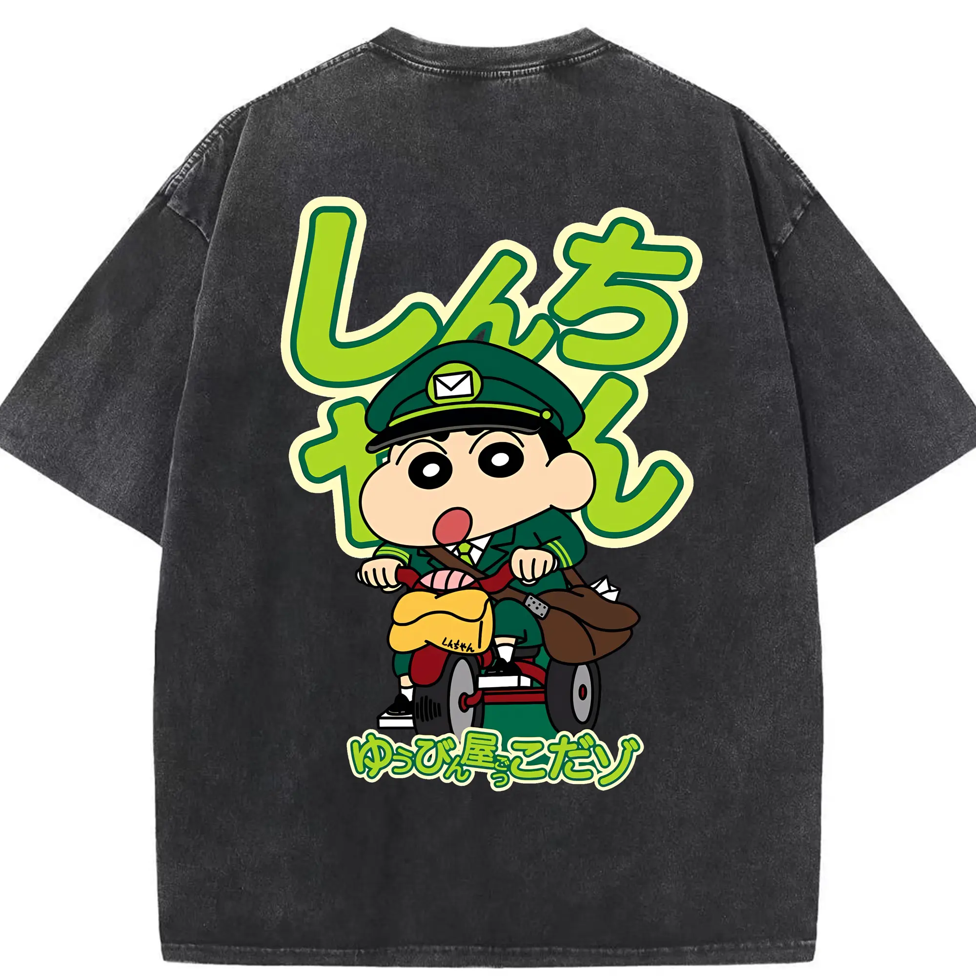 クレヨンしんちゃん グッズ 野原 しんのすけ - 綿100％ ヴィンテージ風 半袖Tシャツ ・ 背面プリント ・ 柔らか肌触り ・ 通気性 快適 ・ スポーツ カジュアル 外出用