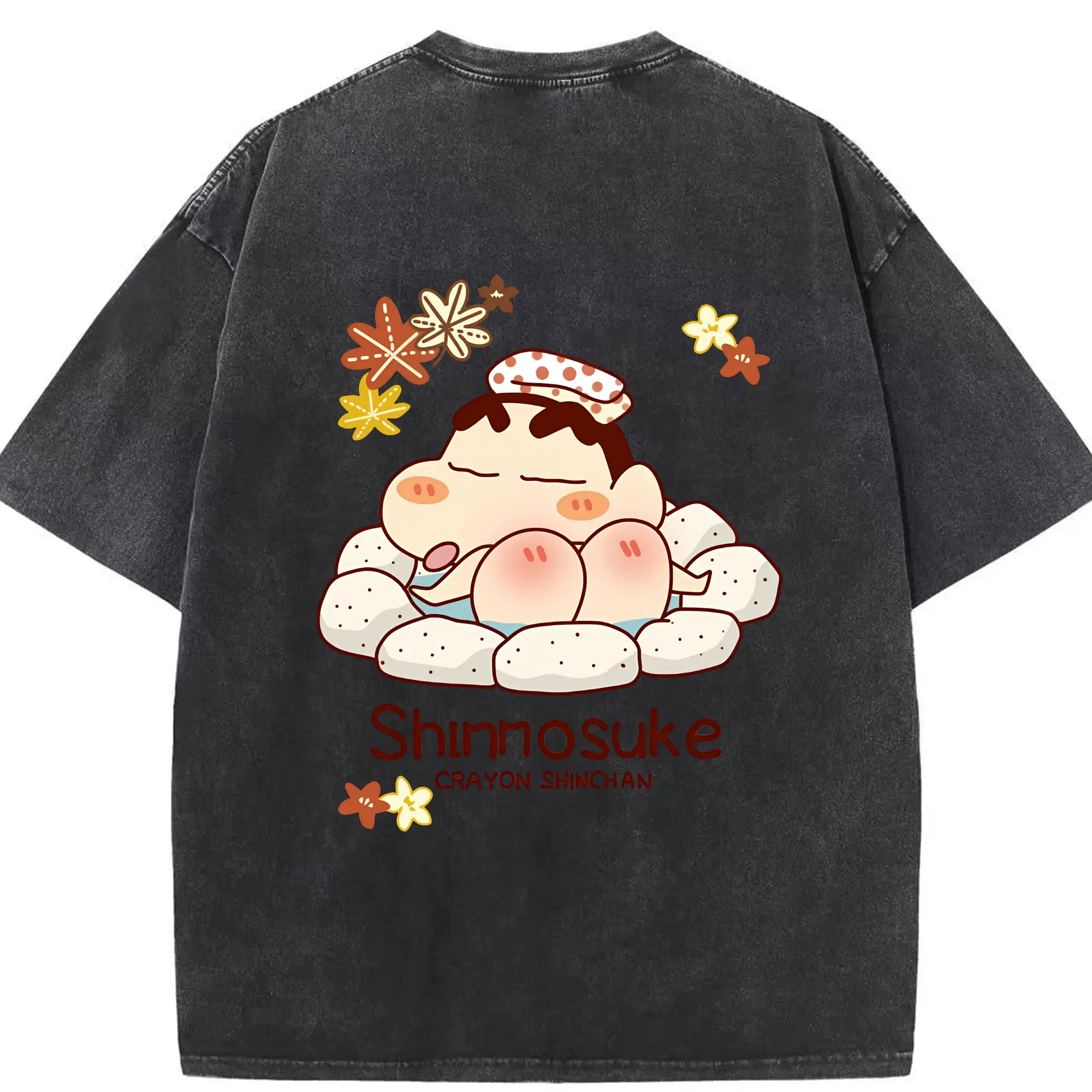 クレヨンしんちゃん グッズ 野原 しんのすけ - 綿100％ ヴィンテージ風 半袖Tシャツ ・ 背面プリント ・ 柔らか肌触り ・ 通気性 快適 ・ スポーツ カジュアル 外出用