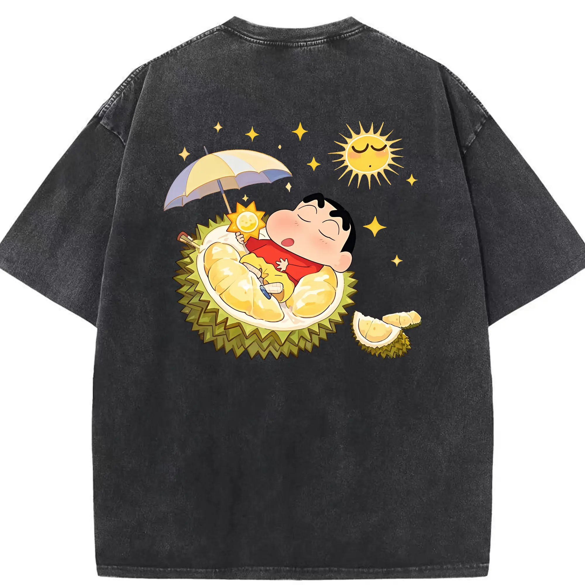 クレヨンしんちゃん グッズ 野原 しんのすけ - 綿100％ ヴィンテージ風 半袖Tシャツ ・ 背面プリント ・ 柔らか肌触り ・ 通気性 快適 ・ スポーツ カジュアル 外出用