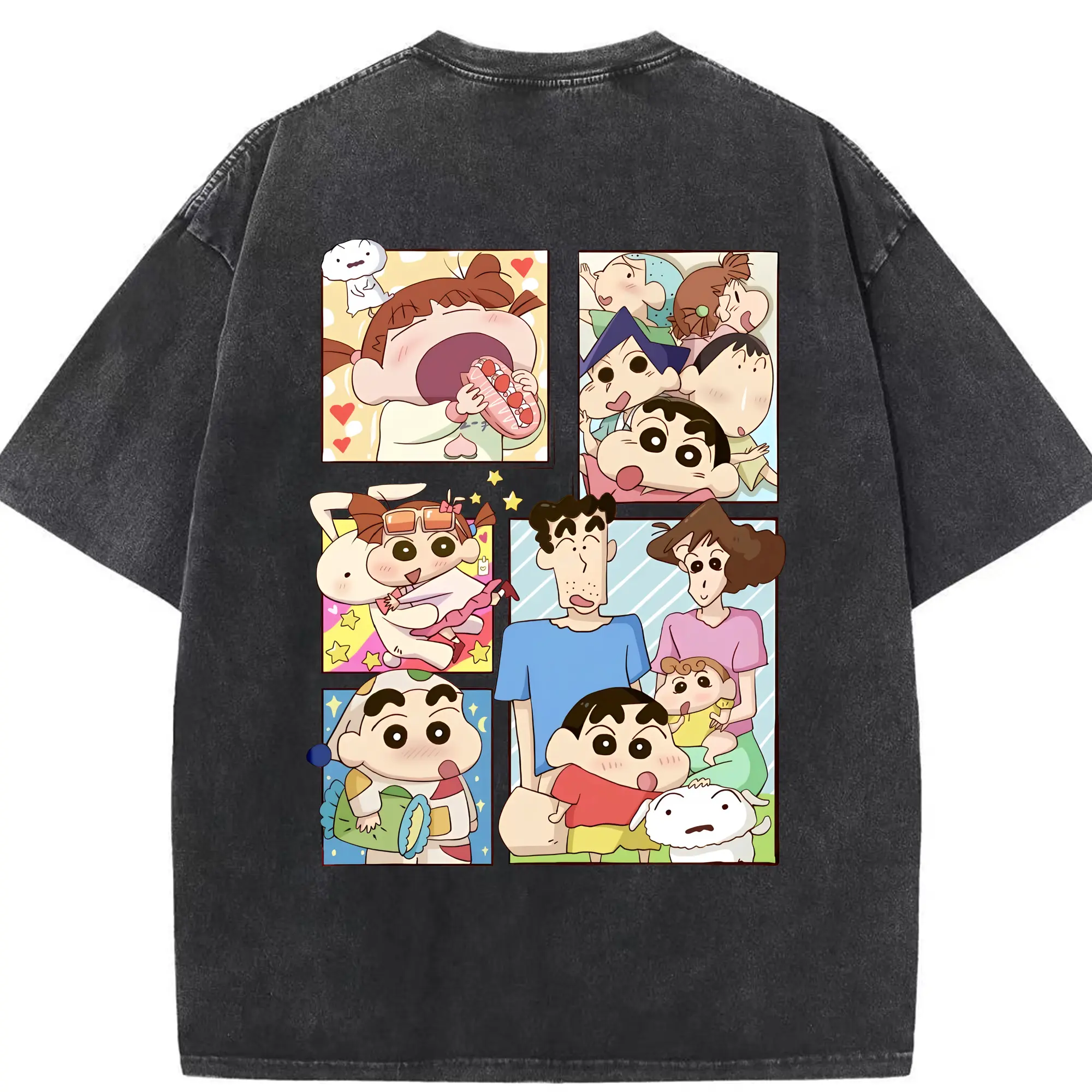クレヨンしんちゃん グッズ 野原 しんのすけ - 綿100％ ヴィンテージ風 半袖Tシャツ ・ 背面プリント ・ 柔らか肌触り ・ 通気性 快適 ・ スポーツ カジュアル 外出用