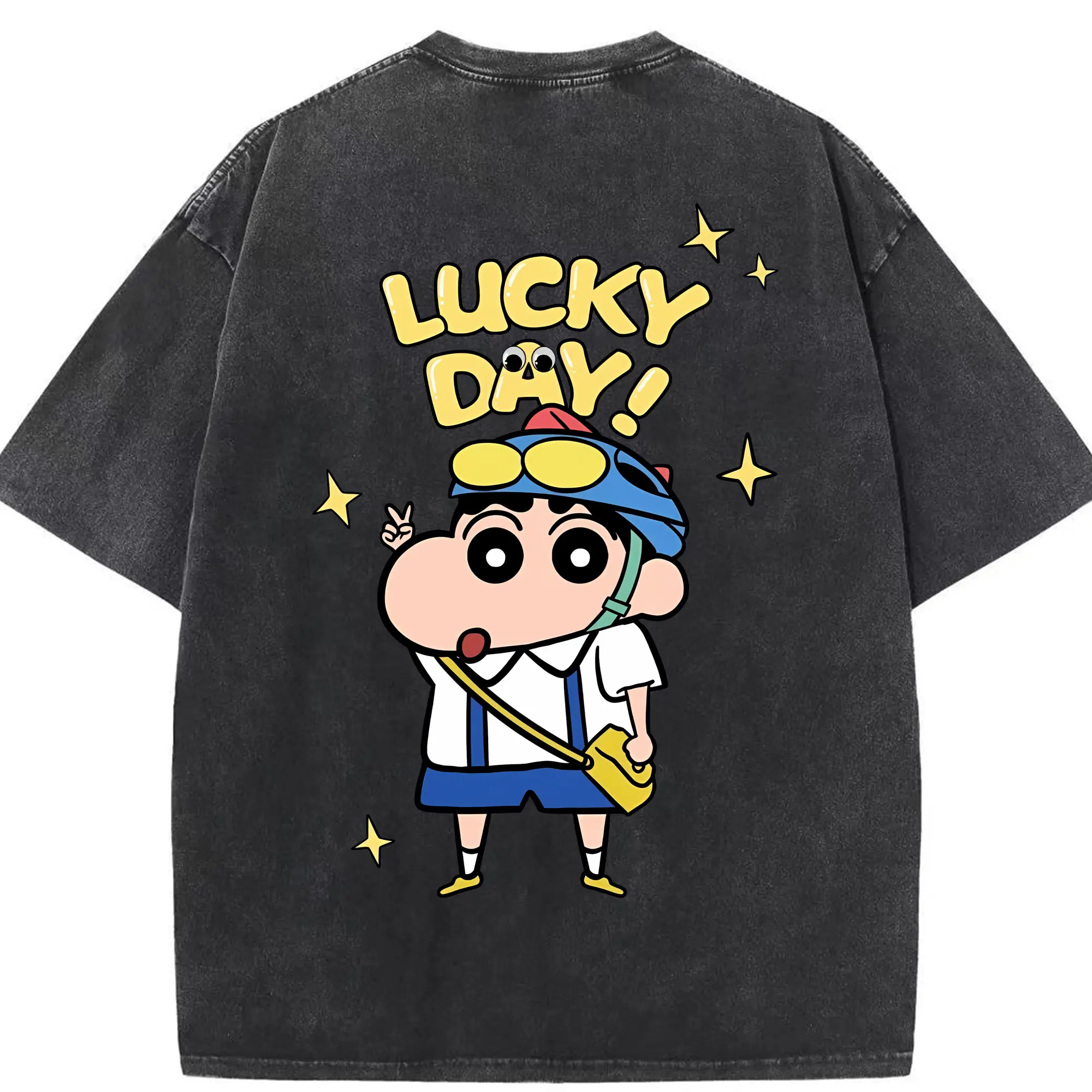 クレヨンしんちゃん グッズ 野原 しんのすけ - 綿100％ ヴィンテージ風 半袖Tシャツ ・ 背面プリント ・ 柔らか肌触り ・ 通気性 快適 ・ スポーツ カジュアル 外出用