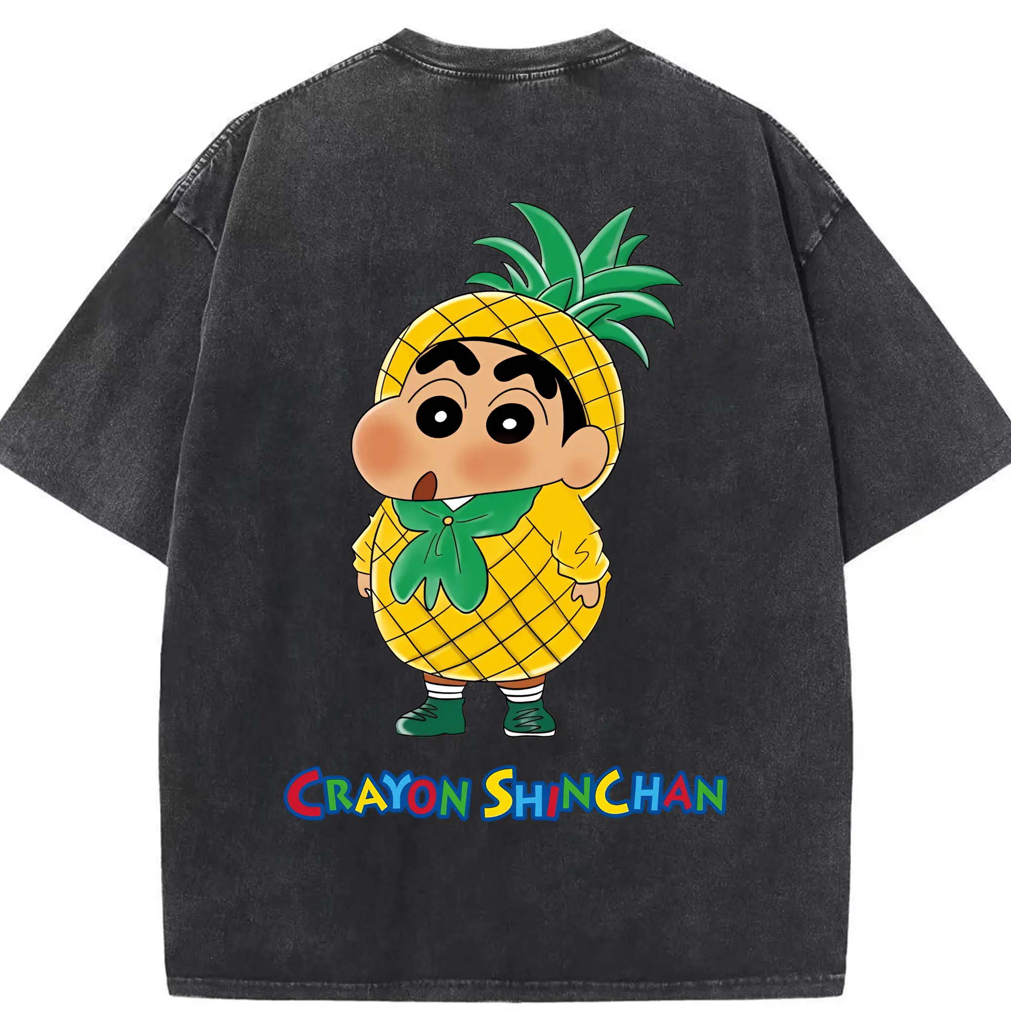 クレヨンしんちゃん グッズ 野原 しんのすけ - 綿100％ ヴィンテージ風 半袖Tシャツ ・ 背面プリント ・ 柔らか肌触り ・ 通気性 快適 ・ スポーツ カジュアル 外出用