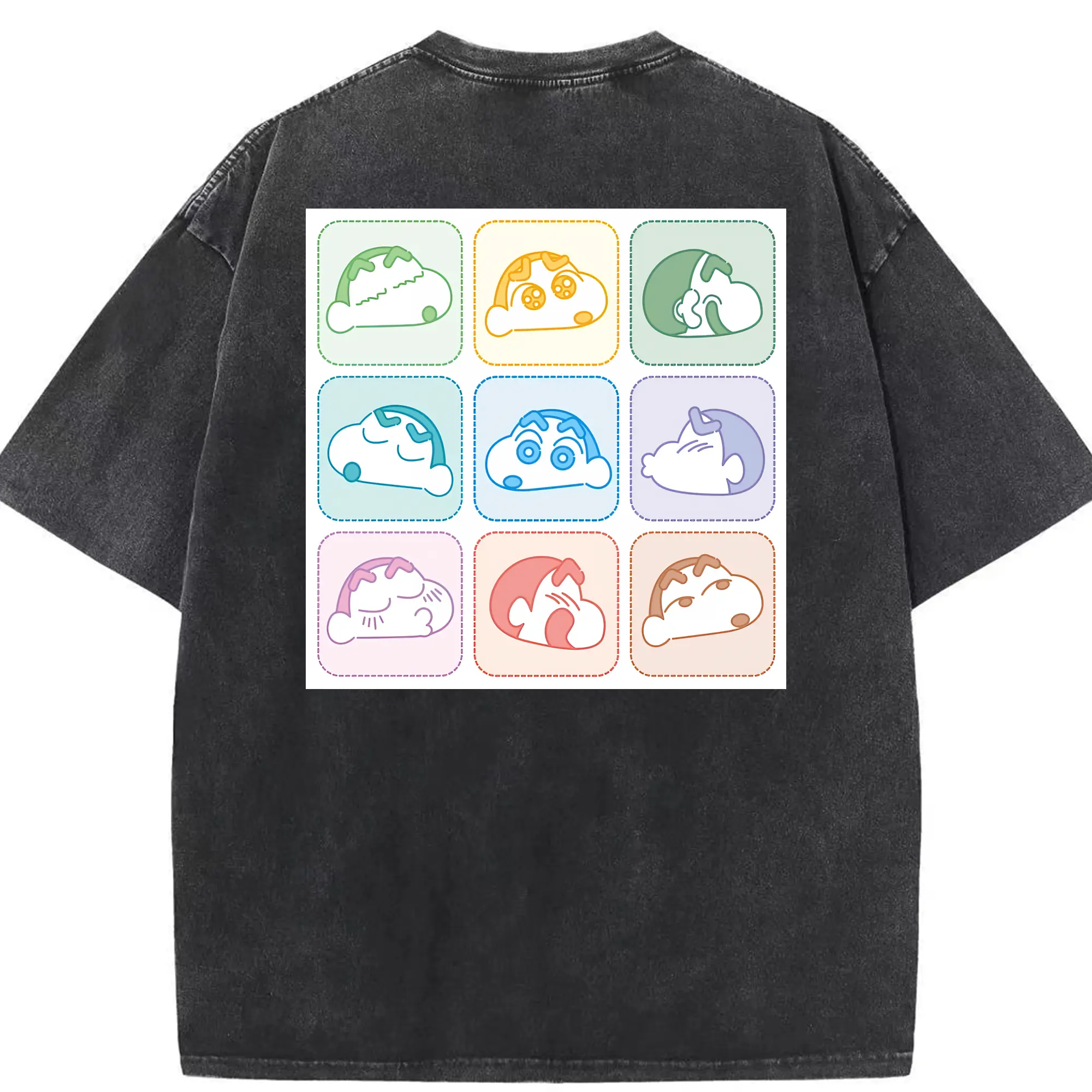 クレヨンしんちゃん グッズ 野原 しんのすけ - 綿100％ ヴィンテージ風 半袖Tシャツ ・ 背面プリント ・ 柔らか肌触り ・ 通気性 快適 ・ スポーツ カジュアル 外出用