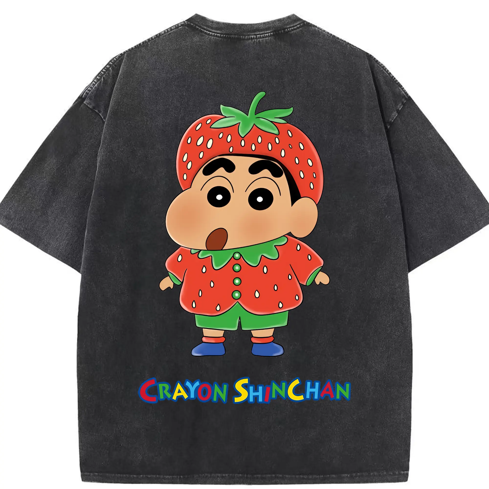 クレヨンしんちゃん グッズ 野原 しんのすけ - 綿100％ ヴィンテージ風 半袖Tシャツ ・ 背面プリント ・ 柔らか肌触り ・ 通気性 快適 ・ スポーツ カジュアル 外出用