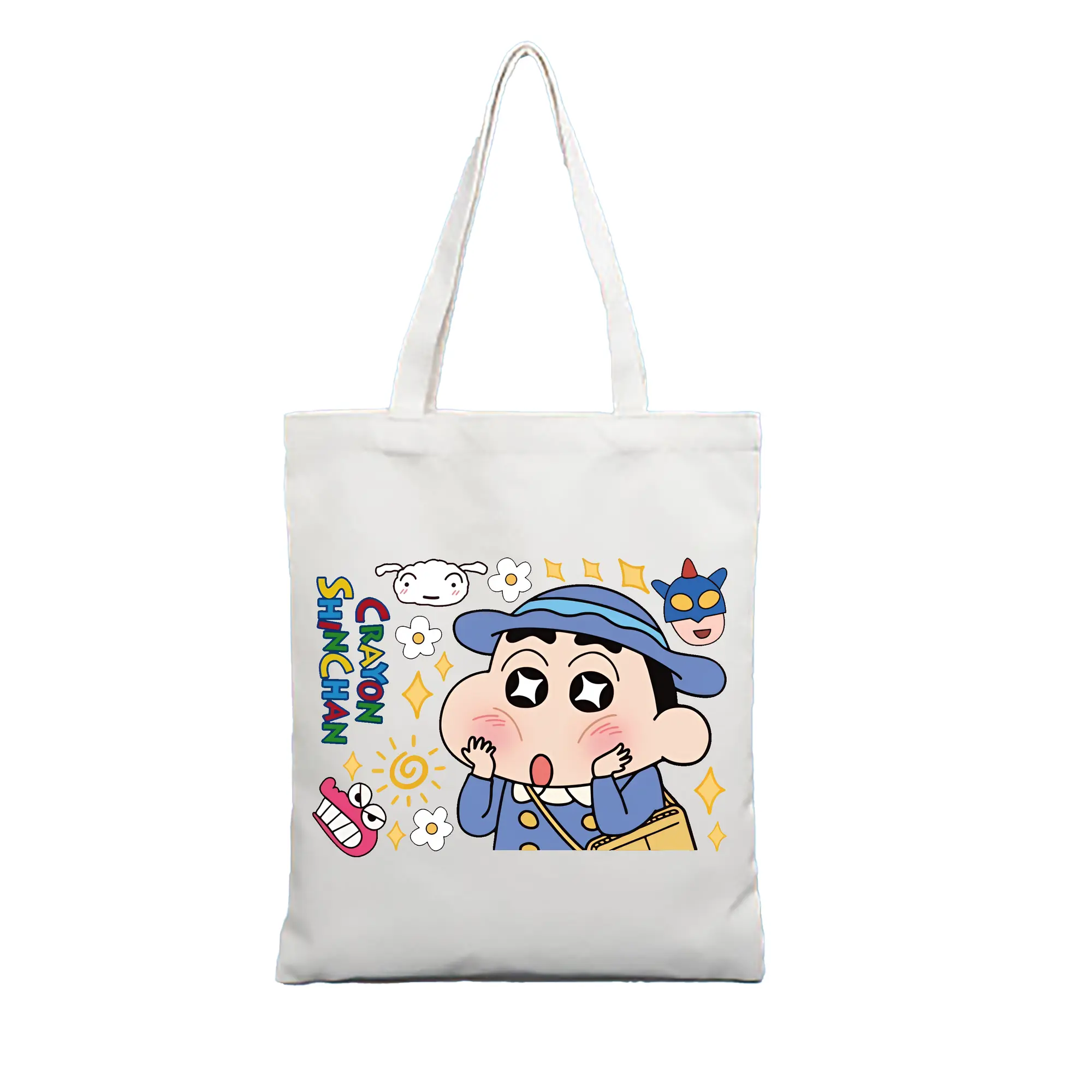 クレヨンしんちゃん グッズ 野原 しんのすけ - 縦型キャンバス手提げバッグ（トートバッグ） ・ キャンバス素材 ・ ショッピング用 ・ 軽量 丈夫 お手入れ簡単