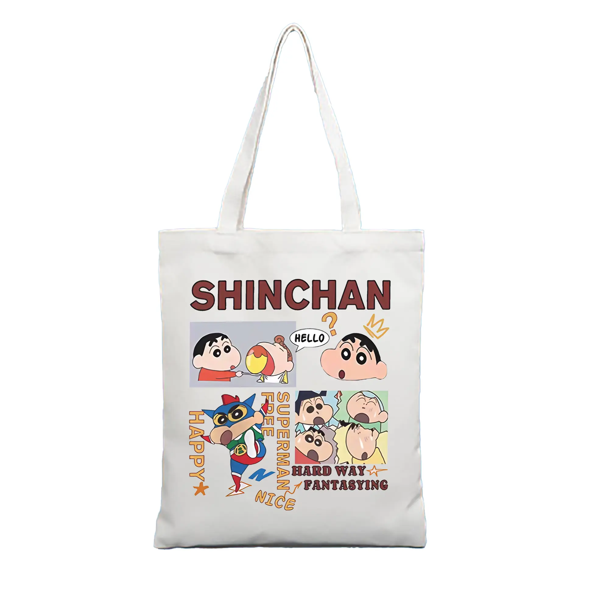 クレヨンしんちゃん グッズ 野原 しんのすけ - 縦型キャンバス手提げバッグ（トートバッグ） ・ キャンバス素材 ・ ショッピング用 ・ 軽量 丈夫 お手入れ簡単