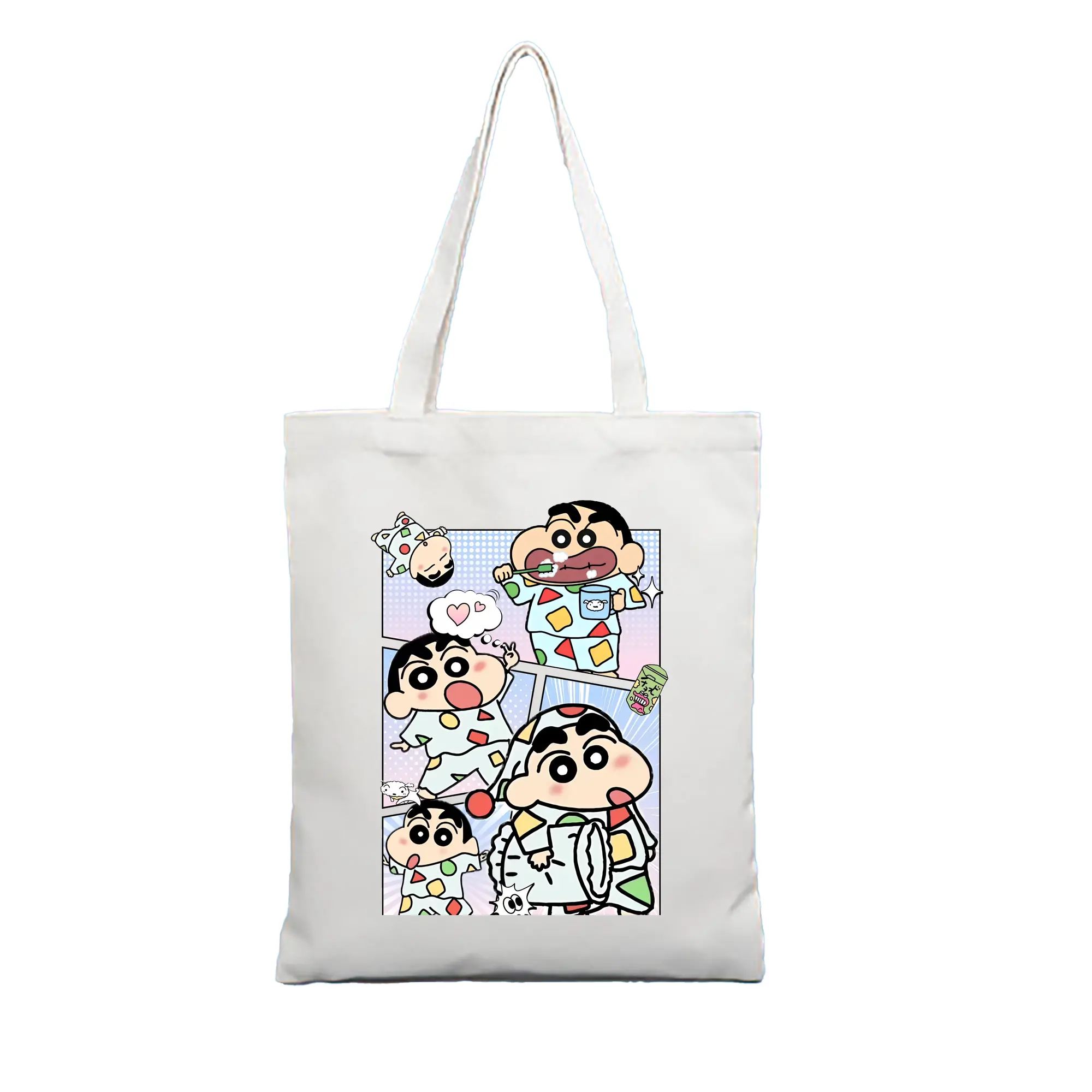 クレヨンしんちゃん グッズ 野原 しんのすけ - 縦型キャンバス手提げバッグ（トートバッグ） ・ キャンバス素材 ・ ショッピング用 ・ 軽量 丈夫 お手入れ簡単