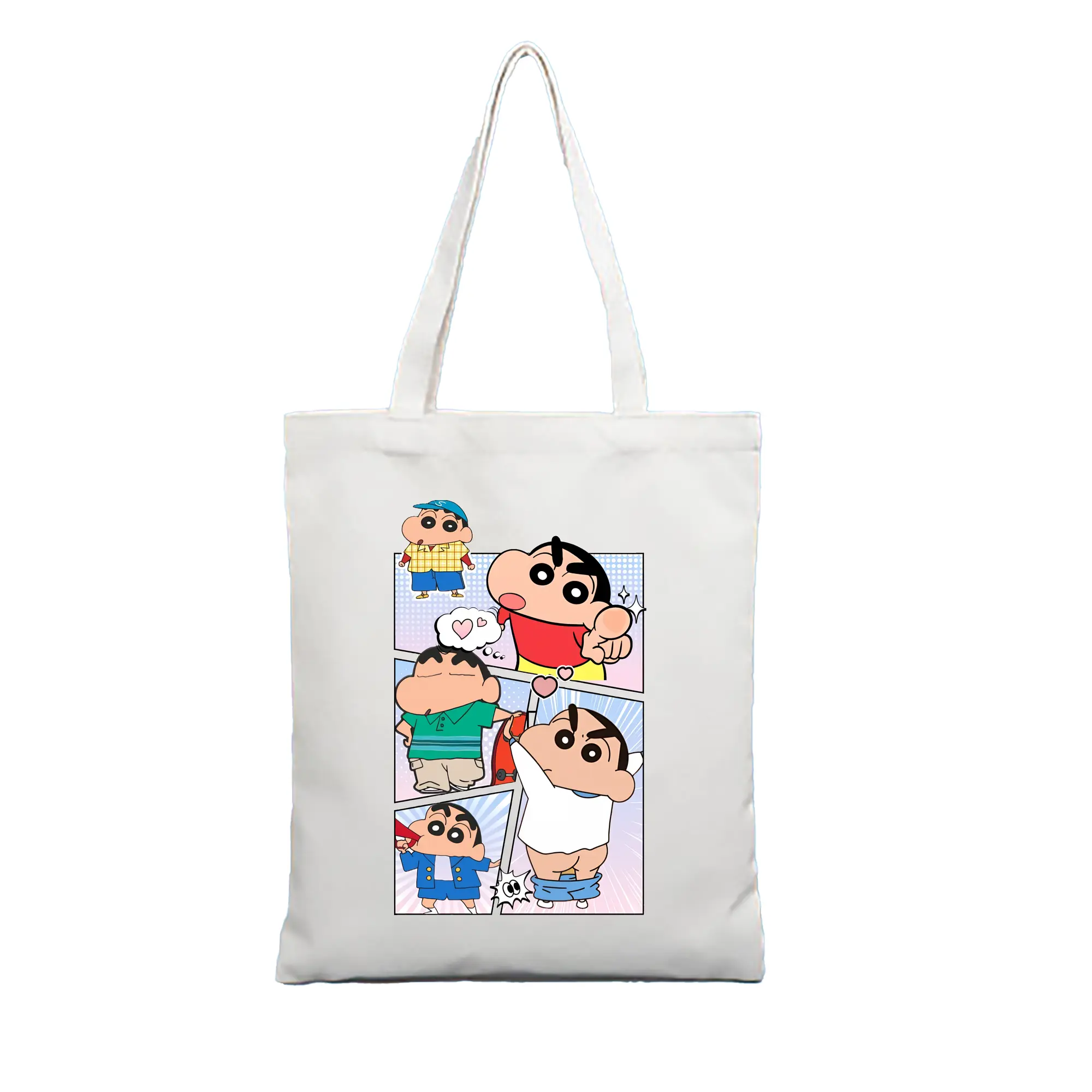 クレヨンしんちゃん グッズ 野原 しんのすけ - 縦型キャンバス手提げバッグ（トートバッグ） ・ キャンバス素材 ・ ショッピング用 ・ 軽量 丈夫 お手入れ簡単