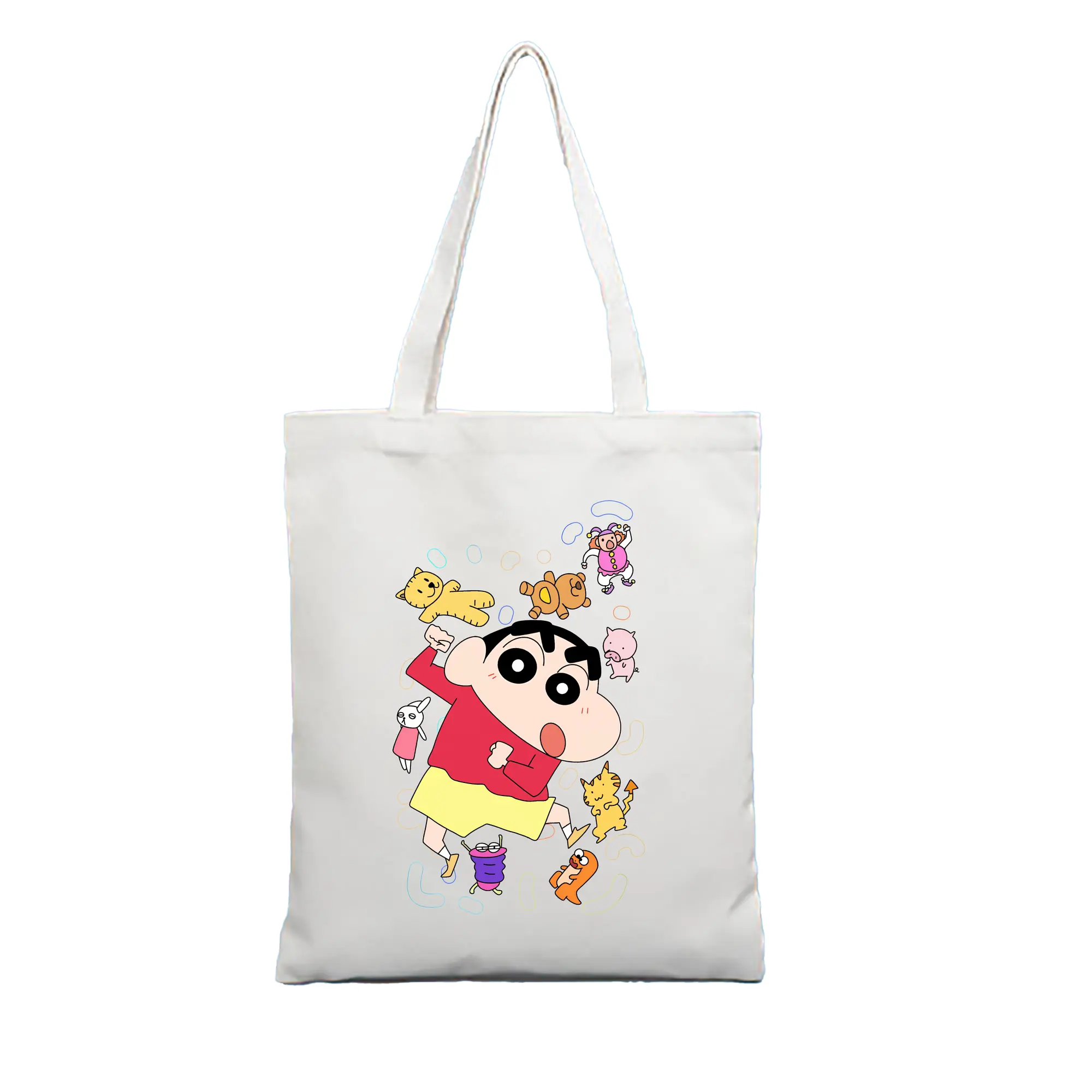 クレヨンしんちゃん グッズ 野原 しんのすけ - 縦型キャンバス手提げバッグ（トートバッグ） ・ キャンバス素材 ・ ショッピング用 ・ 軽量 丈夫 お手入れ簡単