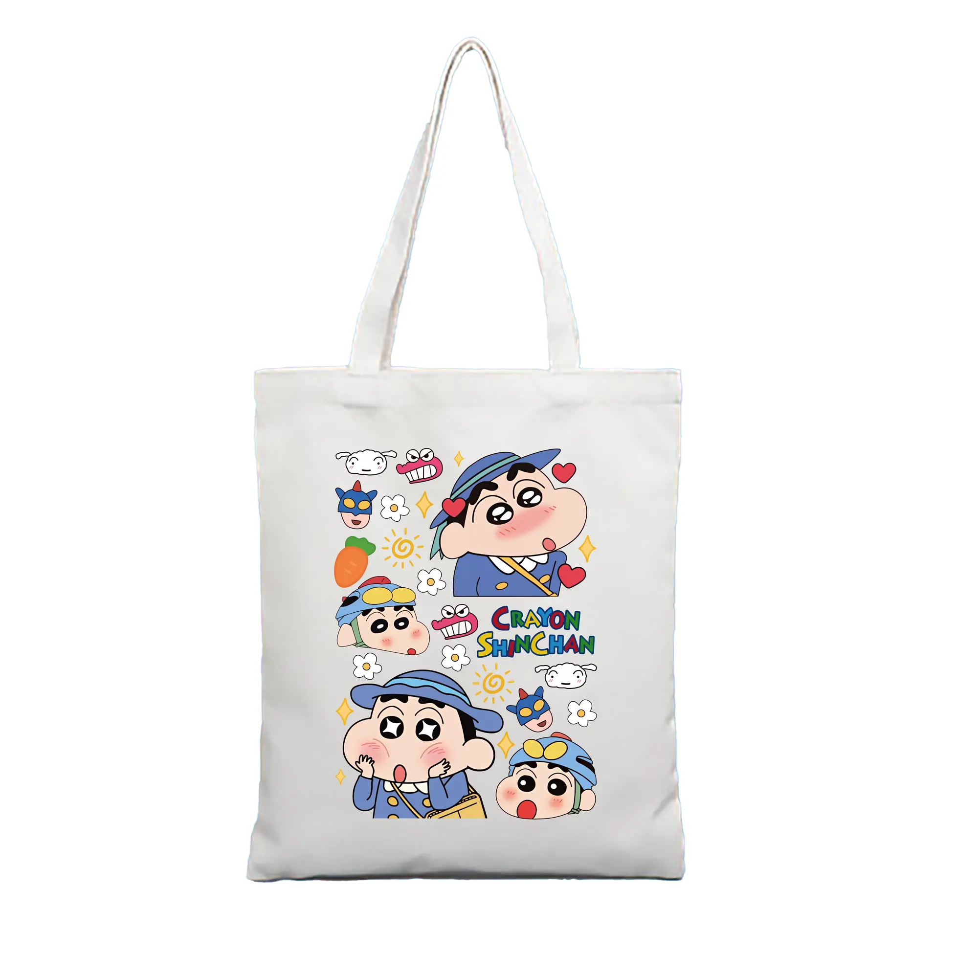 クレヨンしんちゃん グッズ 野原 しんのすけ - 縦型キャンバス手提げバッグ（トートバッグ） ・ キャンバス素材 ・ ショッピング用 ・ 軽量 丈夫 お手入れ簡単