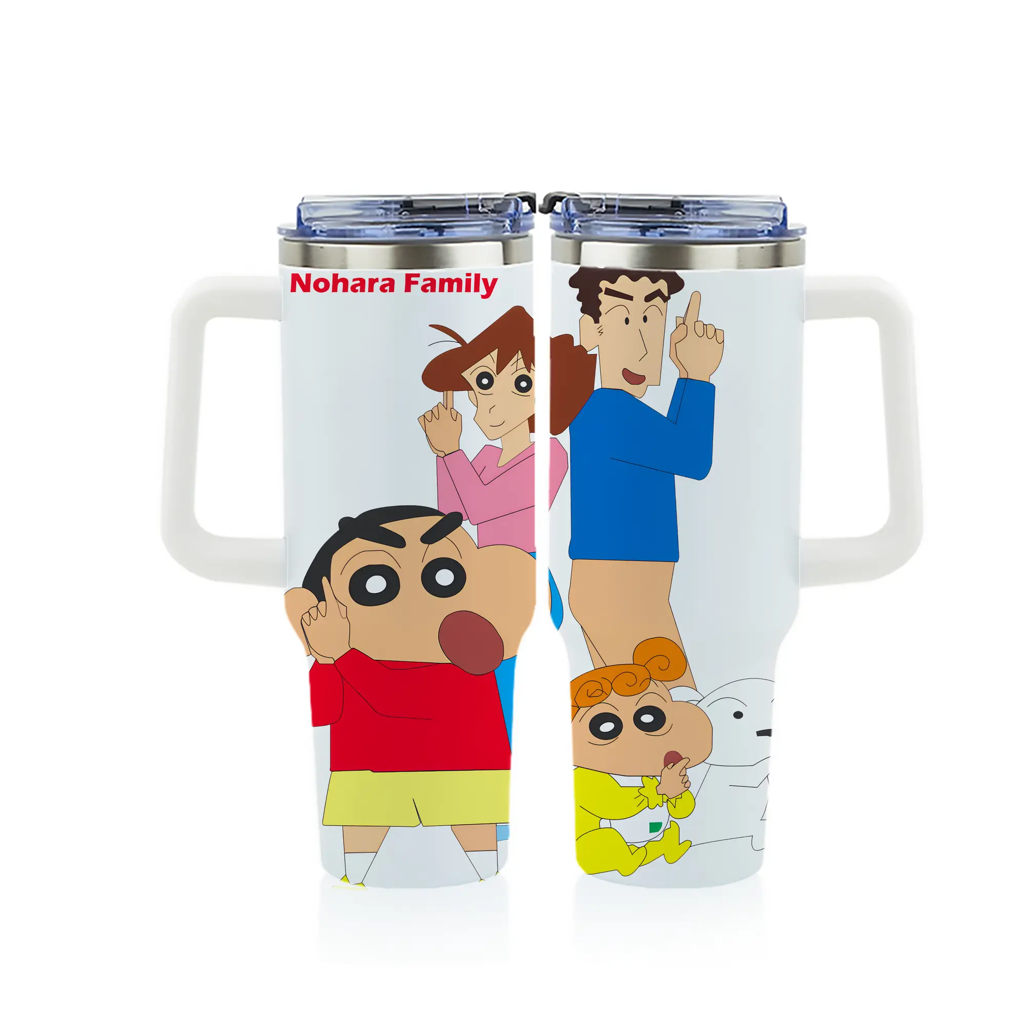 クレヨンしんちゃん グッズ 野原 ひろし - 1200mL フルプリント車用タンブラー ・ 304ステンレス 内側 ・ 201ステンレス 外側 ・ 保温 保冷 ・ 通勤 ドライブ アウトドア用