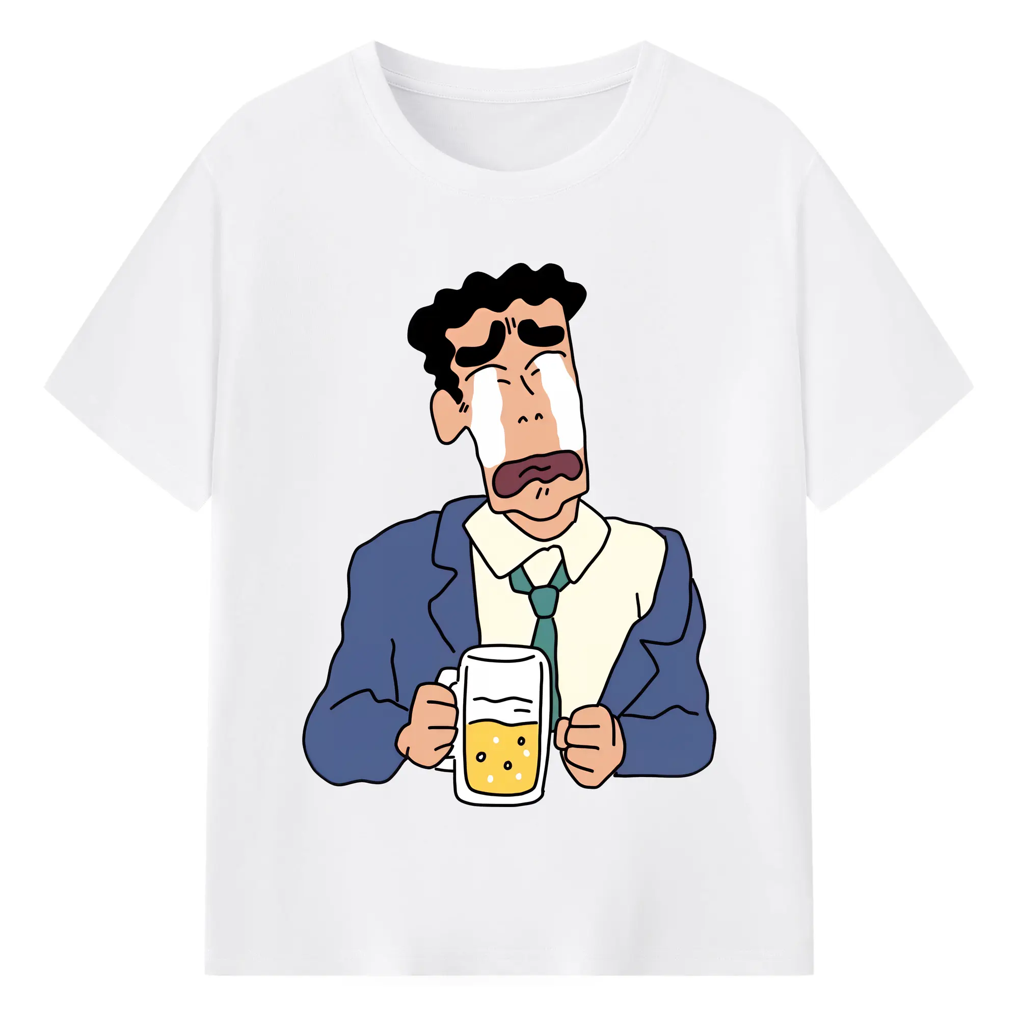 クレヨンしんちゃん グッズ 野原 ひろし - 綿100％ 半袖Tシャツ ・ フロントプリント ・ 快適 通気性 ・ 日常使い 散歩 スポーツ用