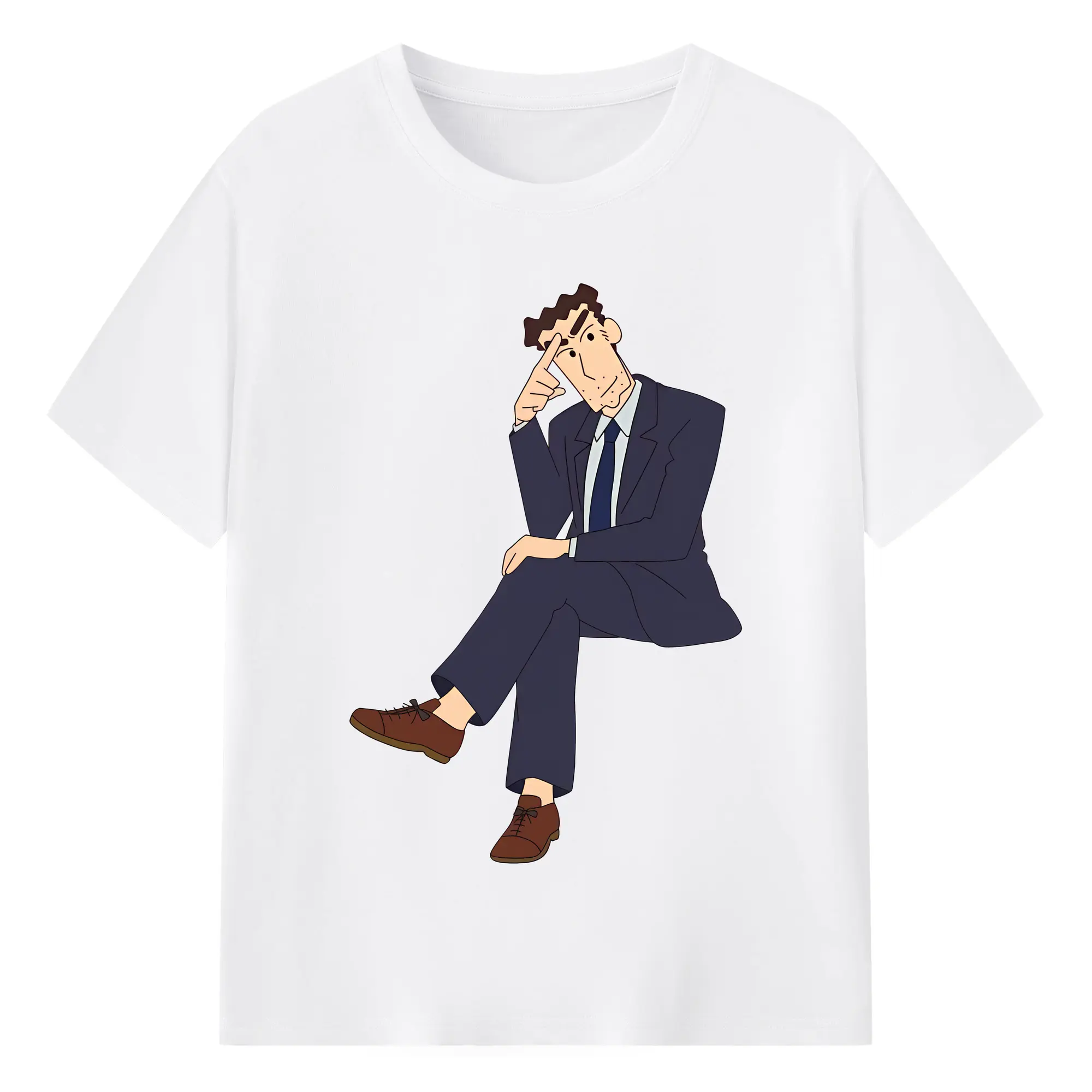 クレヨンしんちゃん グッズ 野原 ひろし - 綿100％ 半袖Tシャツ ・ フロントプリント ・ 快適 通気性 ・ 日常使い 散歩 スポーツ用