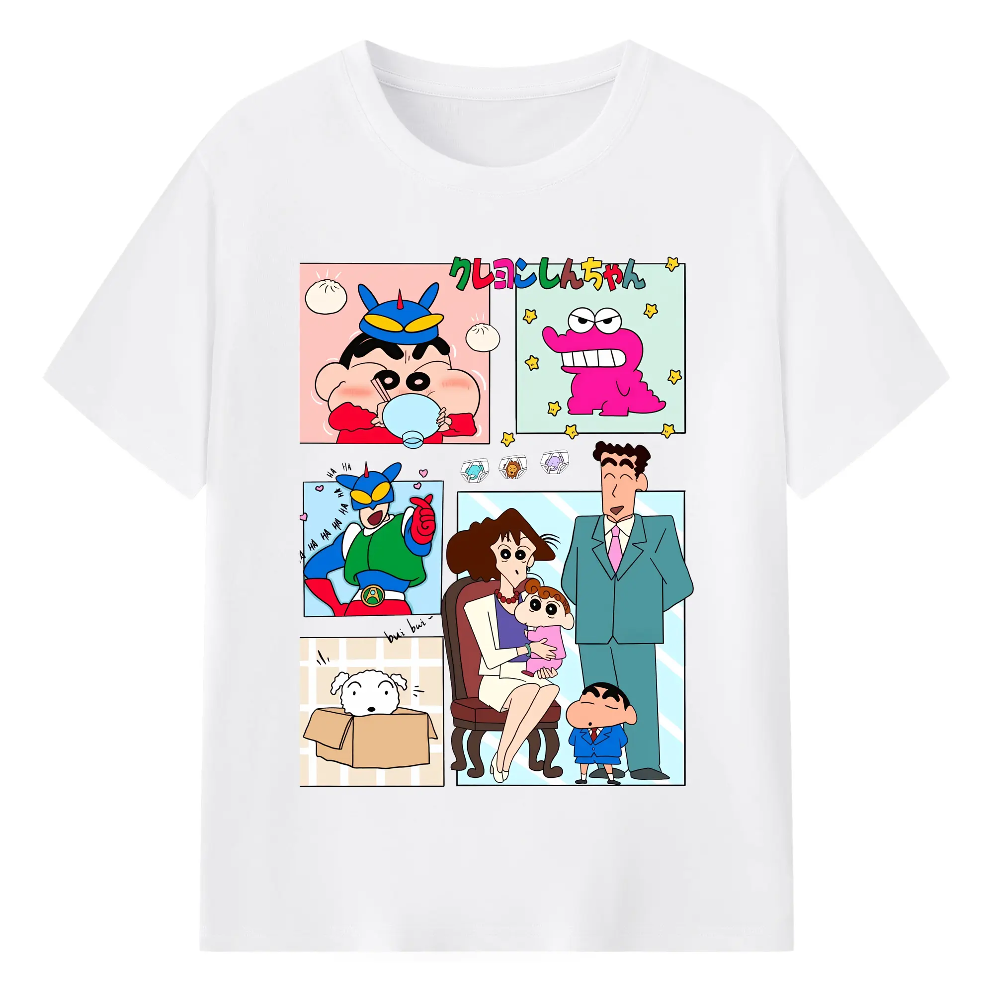 クレヨンしんちゃん グッズ 野原 ひろし - 綿100％ 半袖Tシャツ ・ フロントプリント ・ 快適 通気性 ・ 日常使い 散歩 スポーツ用