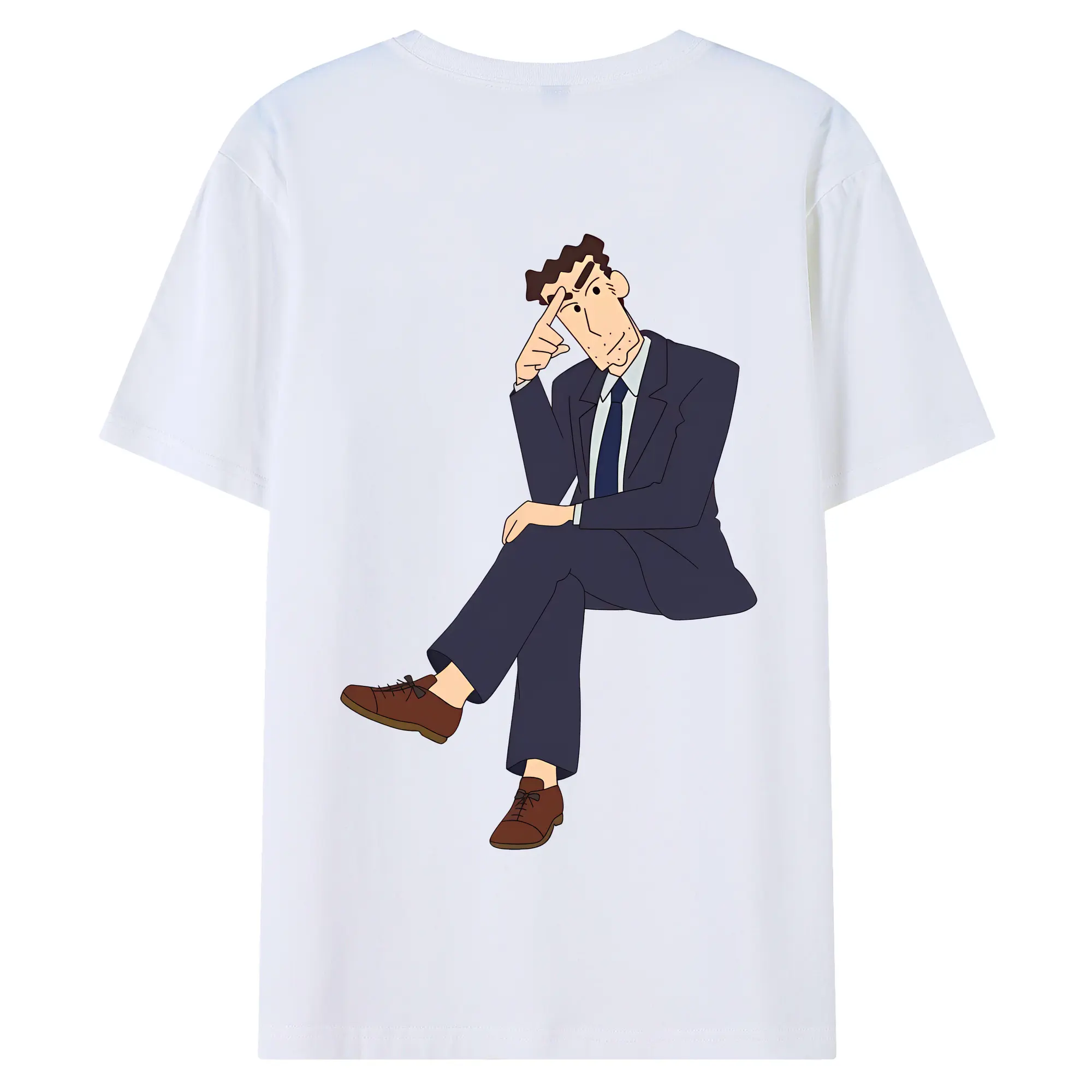 クレヨンしんちゃん グッズ 野原 ひろし - 綿100％ 半袖Tシャツ ・ バックプリント ・ 快適 通気性 ・ 日常使い 散歩 スポーツ用