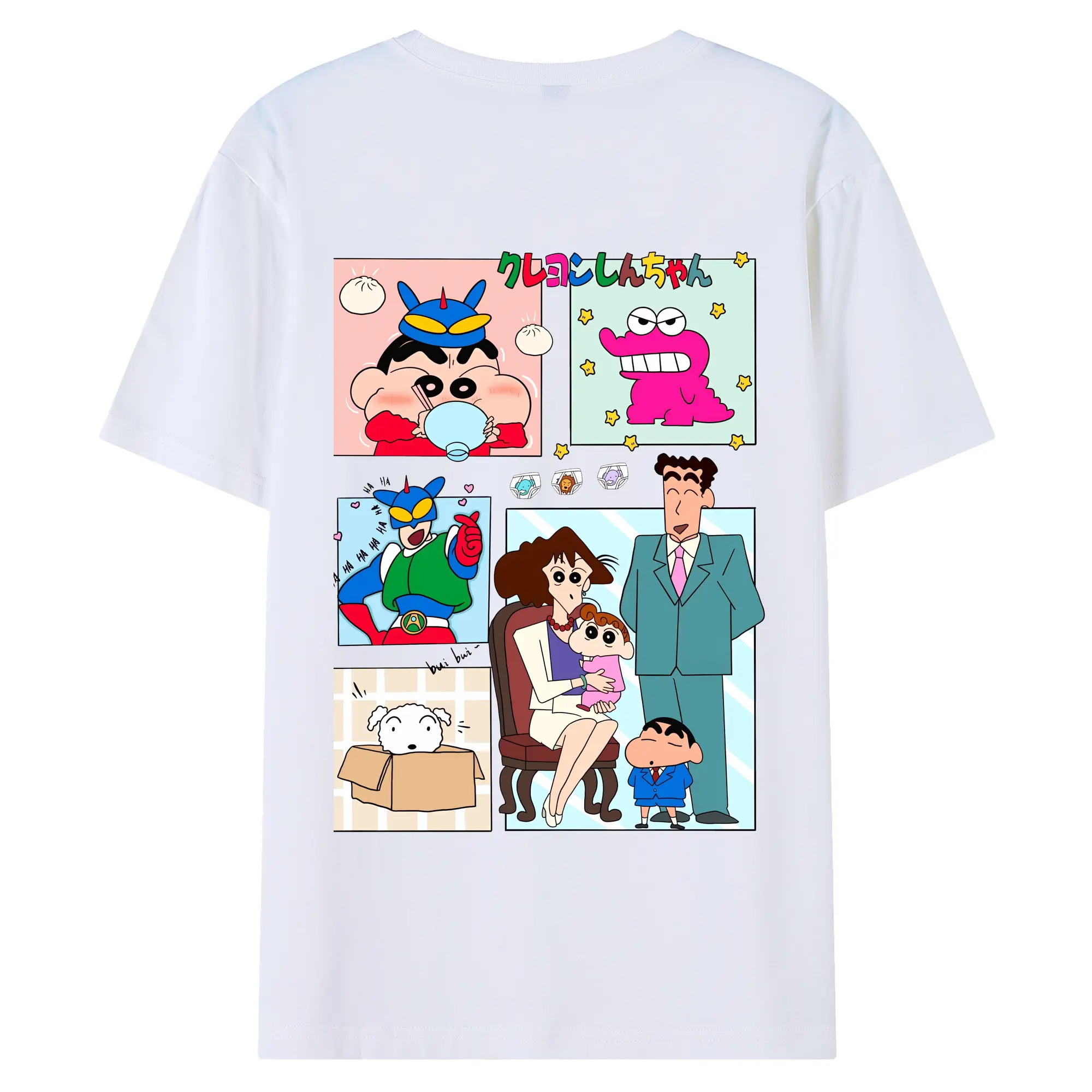 クレヨンしんちゃん グッズ 野原 ひろし - 綿100％ 半袖Tシャツ ・ バックプリント ・ 快適 通気性 ・ 日常使い 散歩 スポーツ用