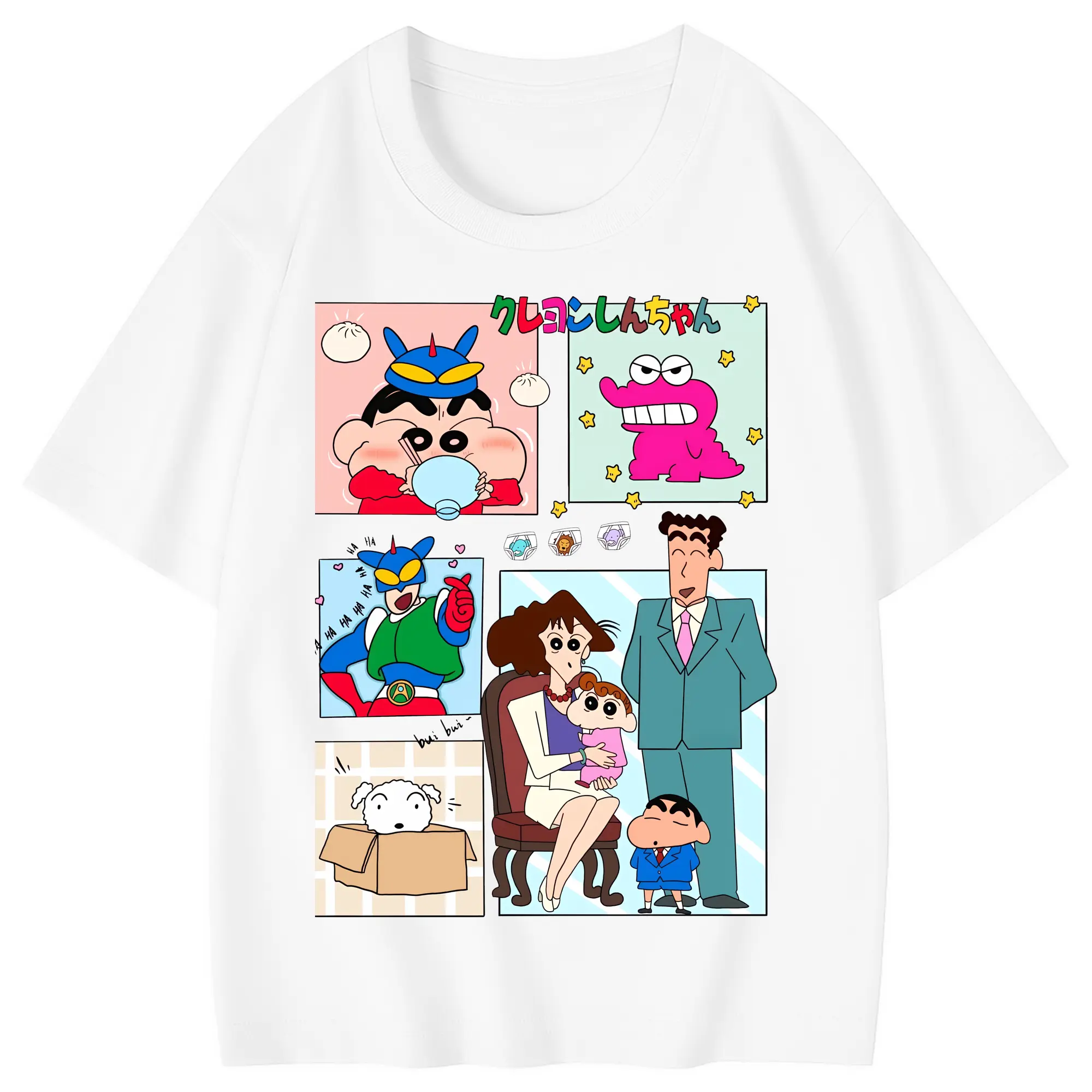 クレヨンしんちゃん グッズ 野原 ひろし - 綿100％ キッズTシャツ ・ フロントプリント ・ 快適 通気性 ・ スポーツ カジュアル 散歩用