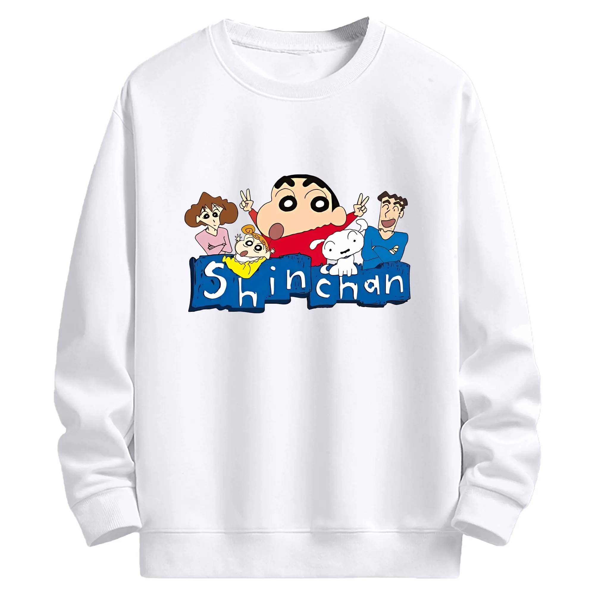 クレヨンしんちゃん グッズ 野原 ひろし - 高品質 クルーネック スウェット ・ コットン59％ ポリエステル41％ ・ ユニセックス 長袖 トレーナー ・ カジュアル デイリー スポーツ 散歩用