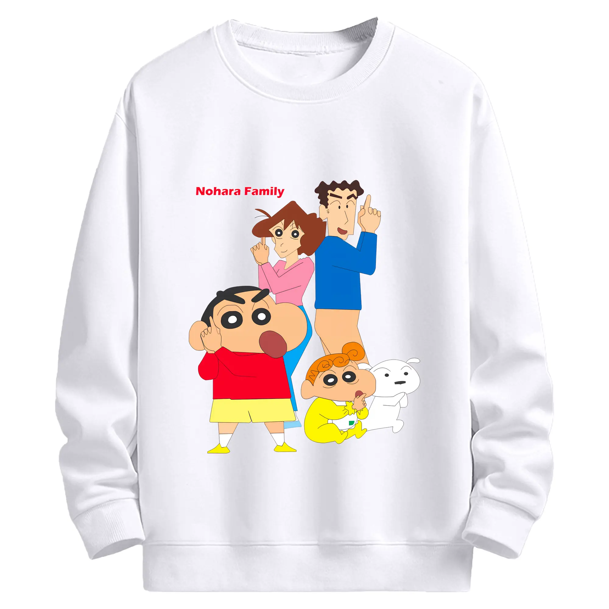 クレヨンしんちゃん グッズ 野原 ひろし - 高品質 クルーネック スウェット ・ コットン59％ ポリエステル41％ ・ ユニセックス 長袖 トレーナー ・ カジュアル デイリー スポーツ 散歩用