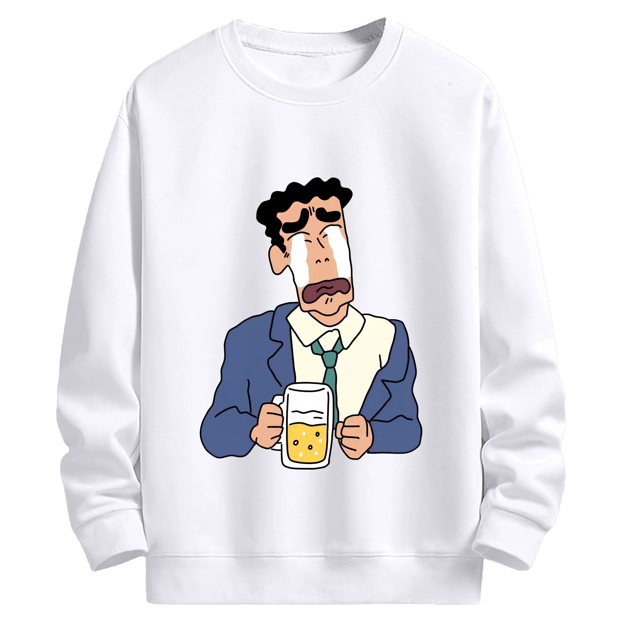 クレヨンしんちゃん グッズ 野原 ひろし - 高品質 クルーネック スウェット ・ コットン59％ ポリエステル41％ ・ ユニセックス 長袖 トレーナー ・ カジュアル デイリー スポーツ 散歩用