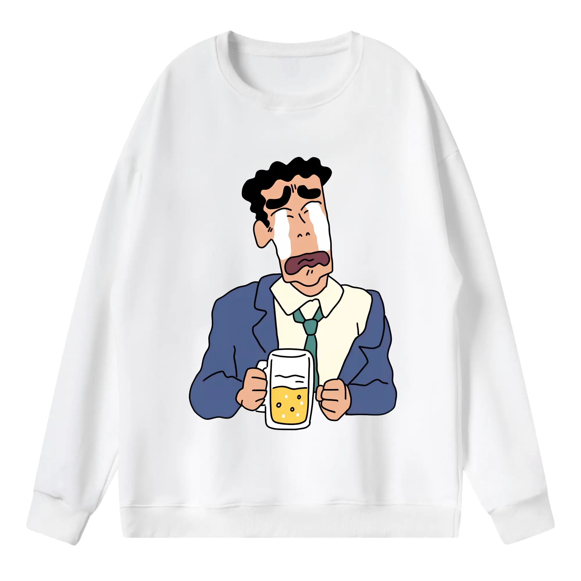 クレヨンしんちゃん グッズ 野原 ひろし - 薄手 クルーネック スウェット 裏毛260g · ポリエステル 春秋向け カジュアル 男女兼用 · トレーナー デイリー スポーツ 散歩に最適