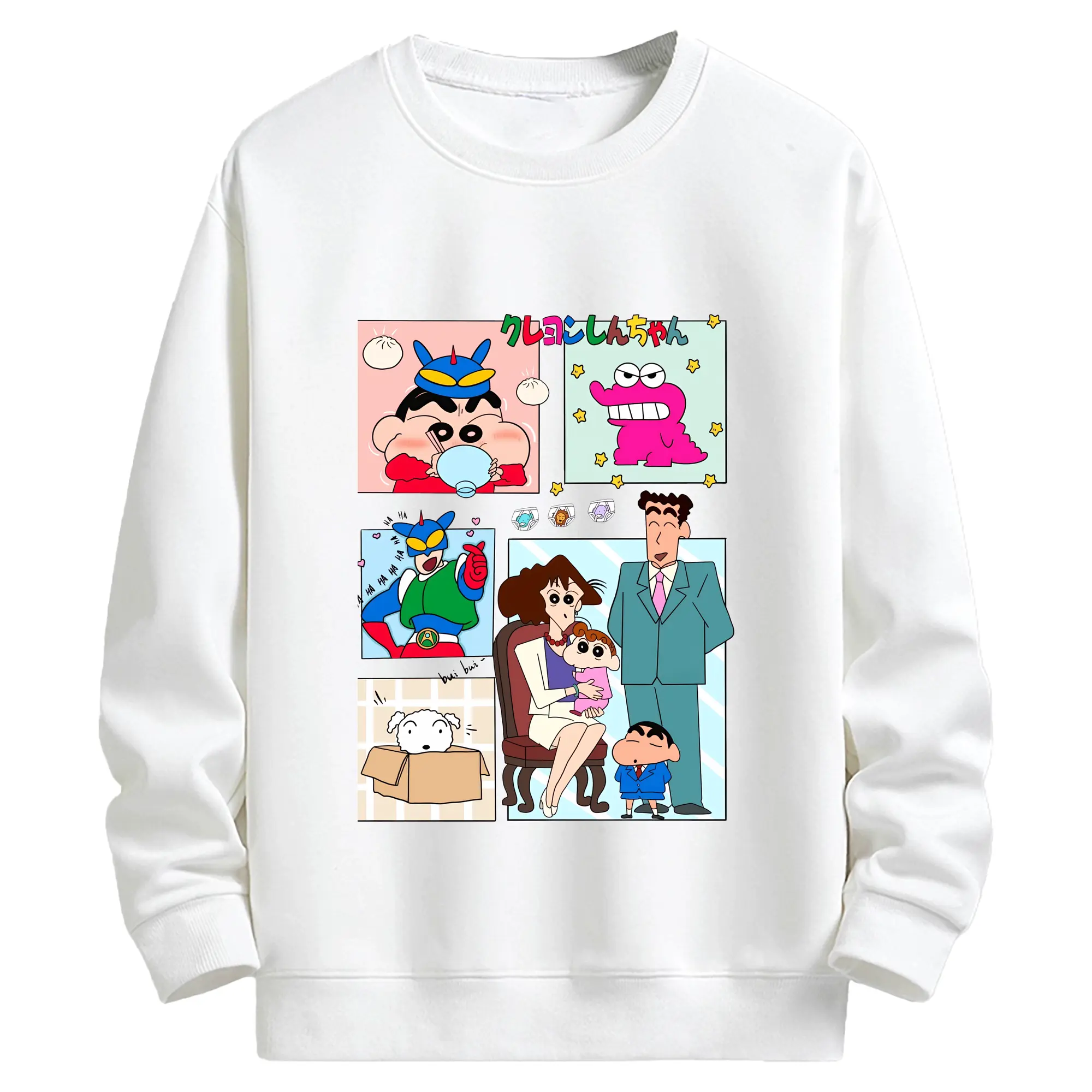 クレヨンしんちゃん グッズ 野原 ひろし - キッズ クルーネックスウェットシャツ ・ フロントプリント ・ 綿80％ ポリエステル20％ ・ 快適 通学 スポーツ 日常使い お散歩用