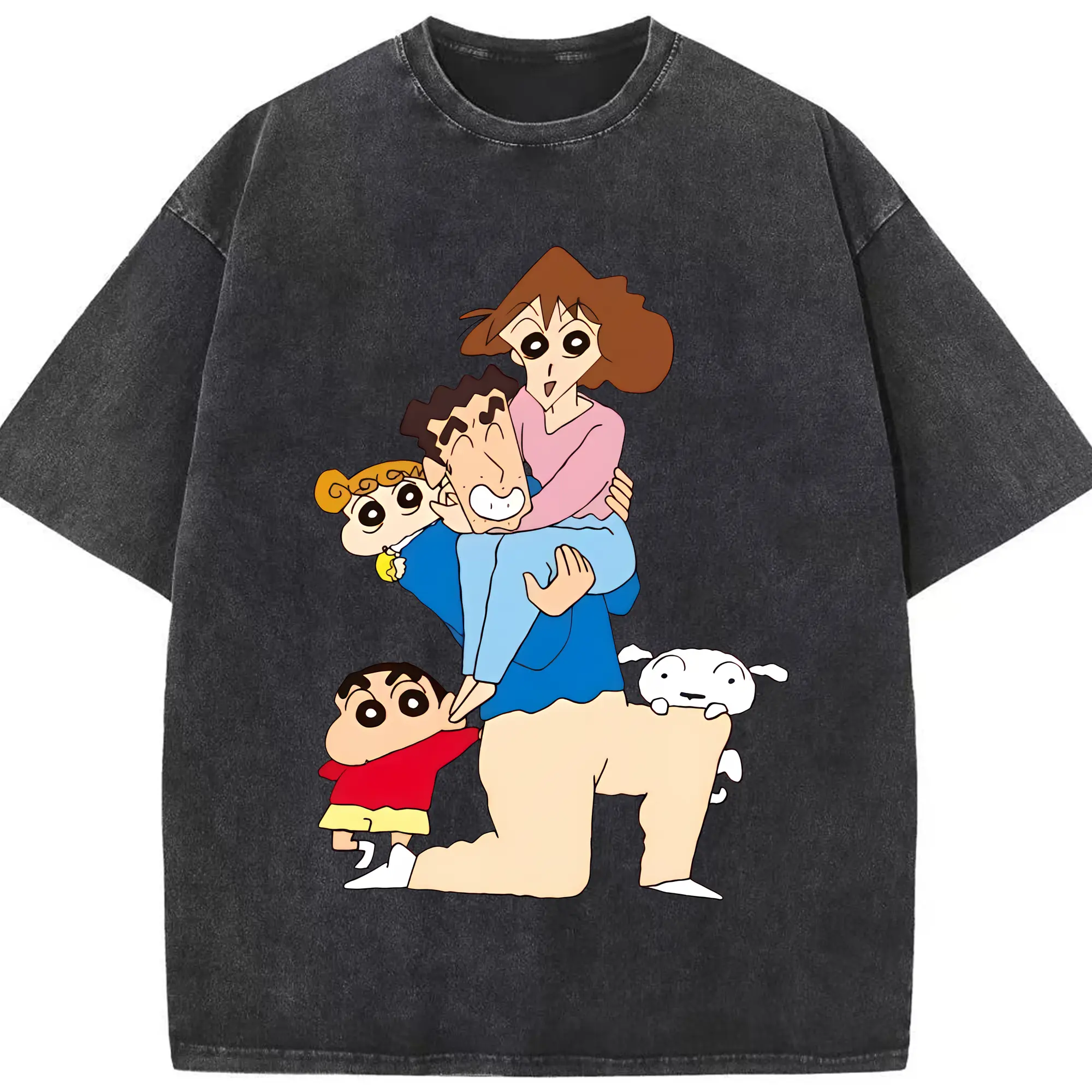 クレヨンしんちゃん グッズ 野原 ひろし - 綿100％ ヴィンテージ風 半袖Tシャツ ・ フロントプリント ・ 柔らか肌触り ・ 通気性 快適 ・ スポーツ カジュアル 外出用