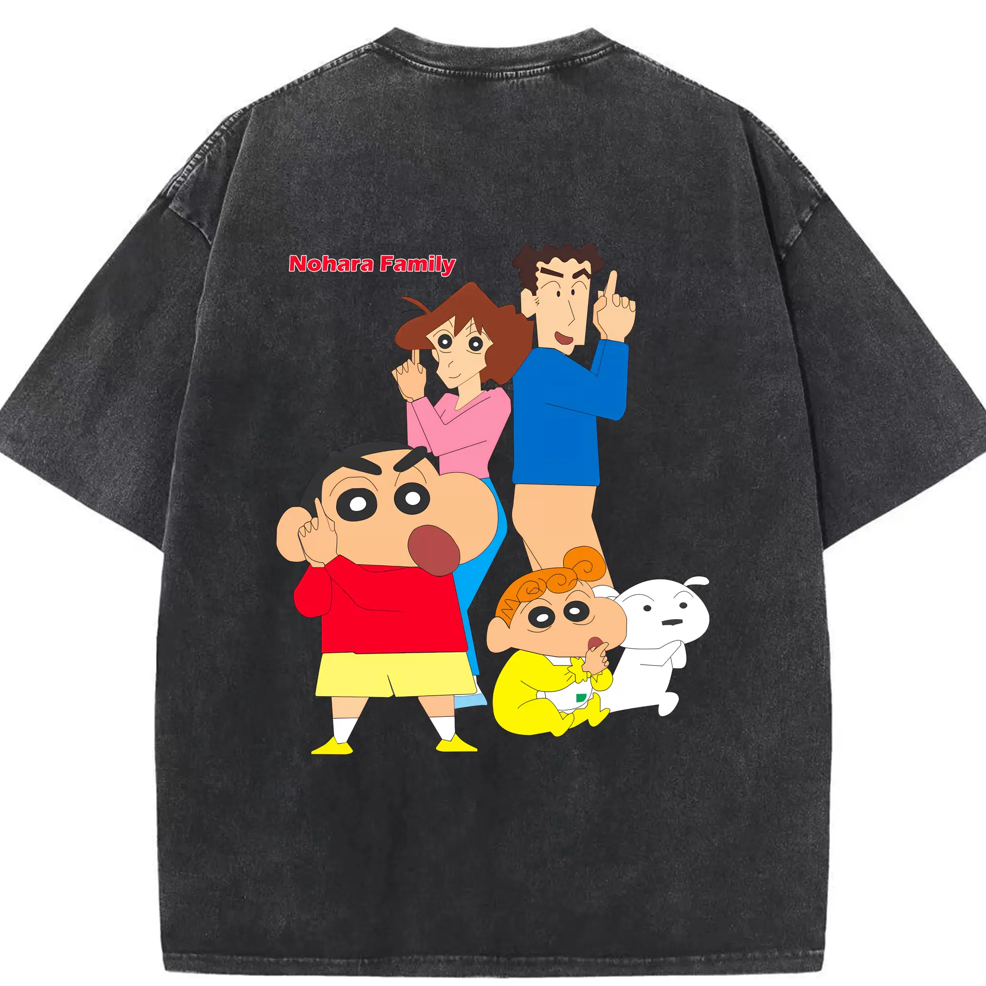 クレヨンしんちゃん グッズ 野原 ひろし - 綿100％ ヴィンテージ風 半袖Tシャツ ・ 背面プリント ・ 柔らか肌触り ・ 通気性 快適 ・ スポーツ カジュアル 外出用