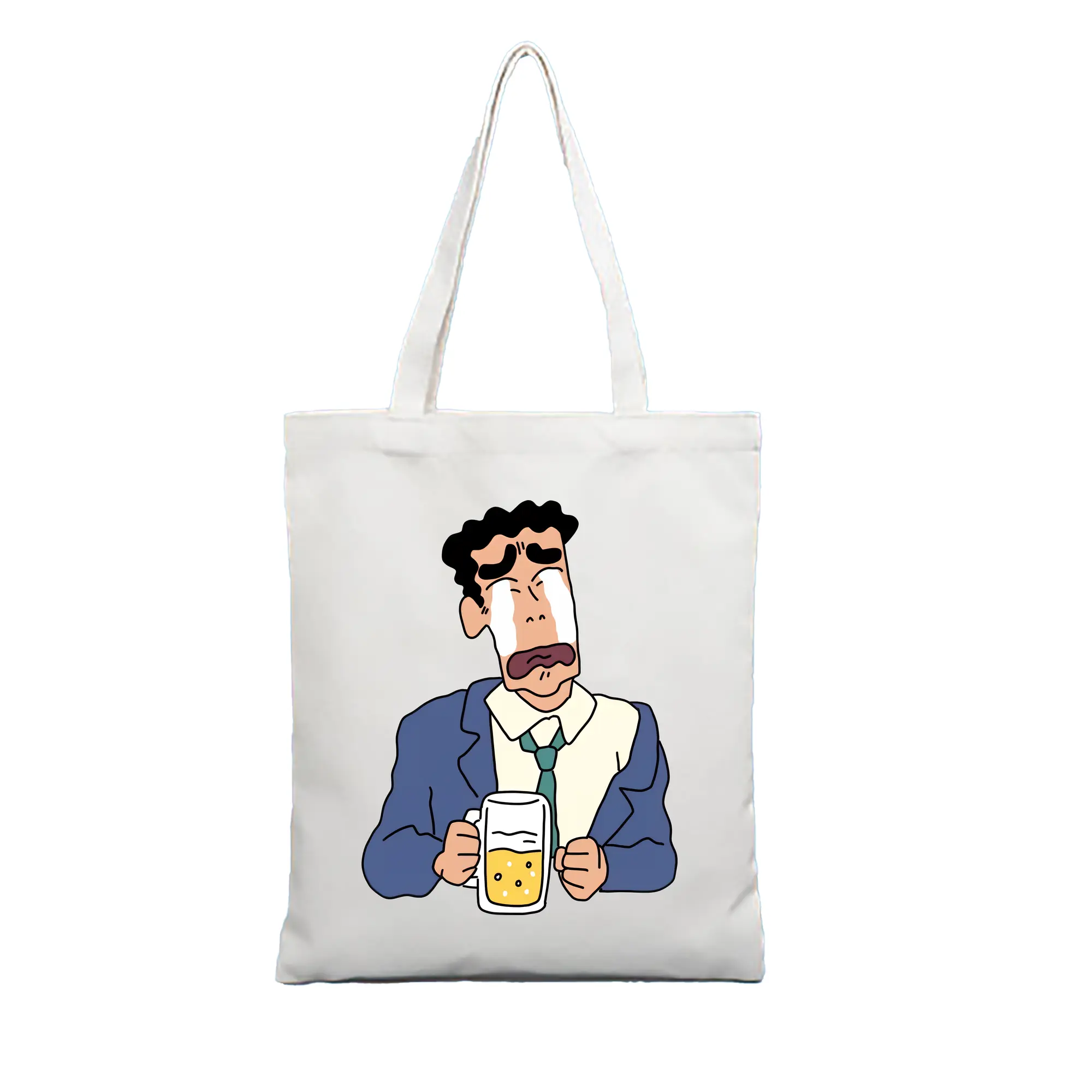 クレヨンしんちゃん グッズ 野原 ひろし - 縦型キャンバス手提げバッグ（トートバッグ） ・ キャンバス素材 ・ ショッピング用 ・ 軽量 丈夫 お手入れ簡単