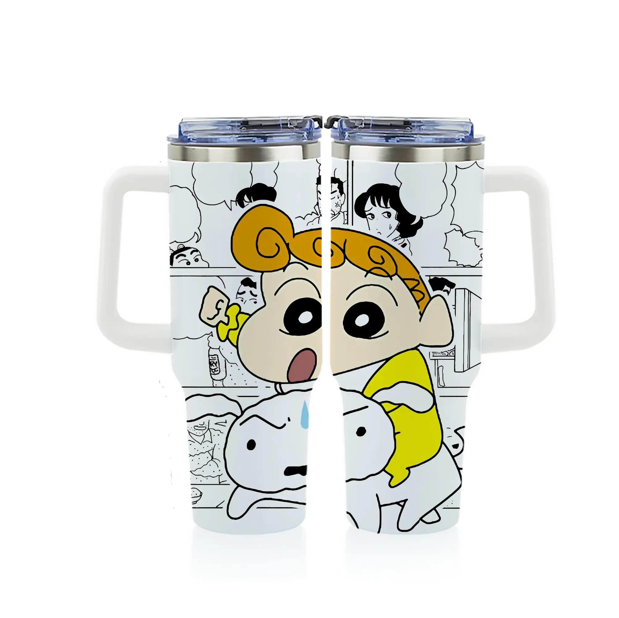 クレヨンしんちゃん グッズ 野原 ひまわり - 1200mL フルプリント車用タンブラー ・ 304ステンレス 内側 ・ 201ステンレス 外側 ・ 保温 保冷 ・ 通勤 ドライブ アウトドア用