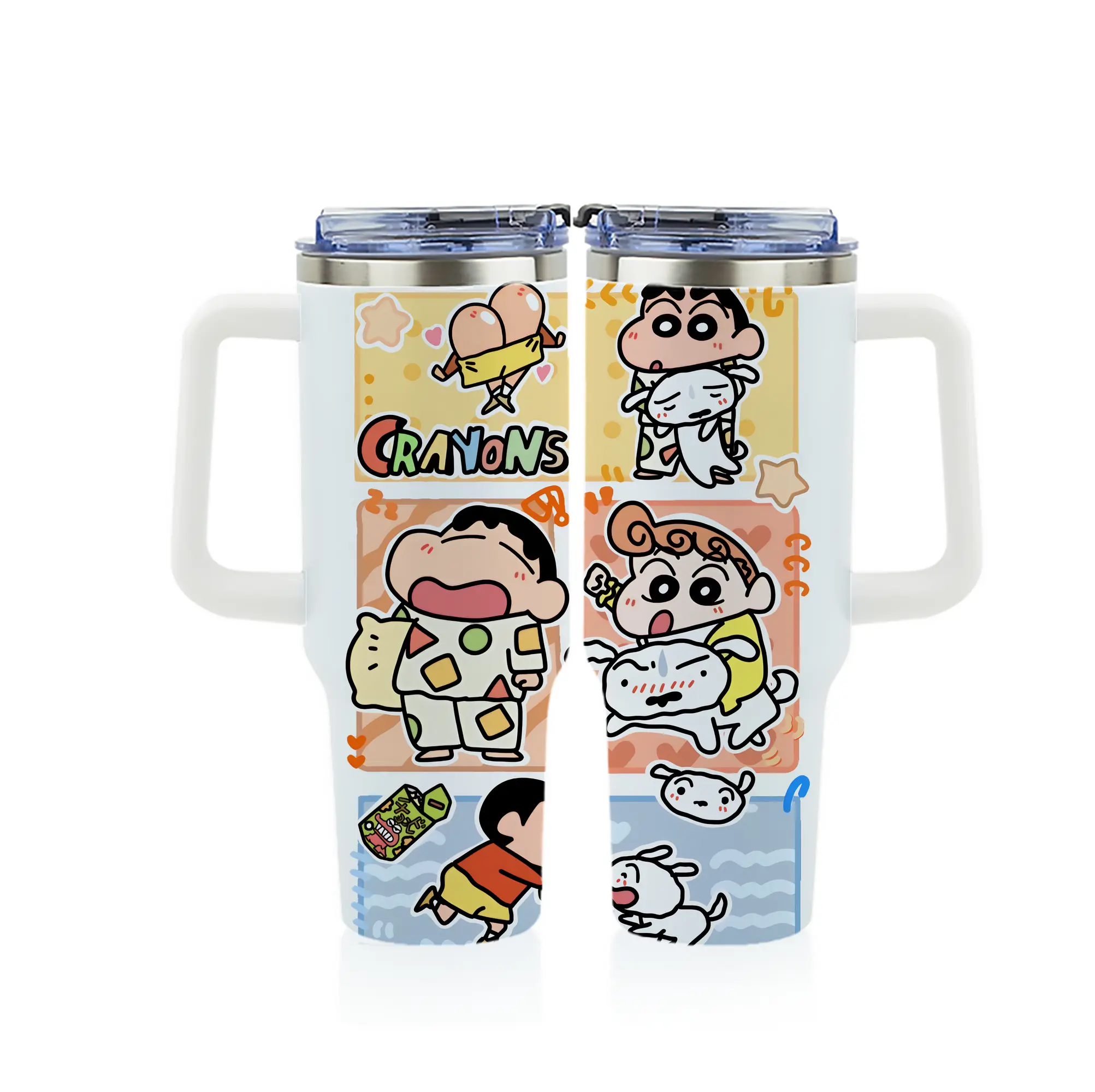 クレヨンしんちゃん グッズ 野原 ひまわり - 1200mL フルプリント車用タンブラー ・ 304ステンレス 内側 ・ 201ステンレス 外側 ・ 保温 保冷 ・ 通勤 ドライブ アウトドア用