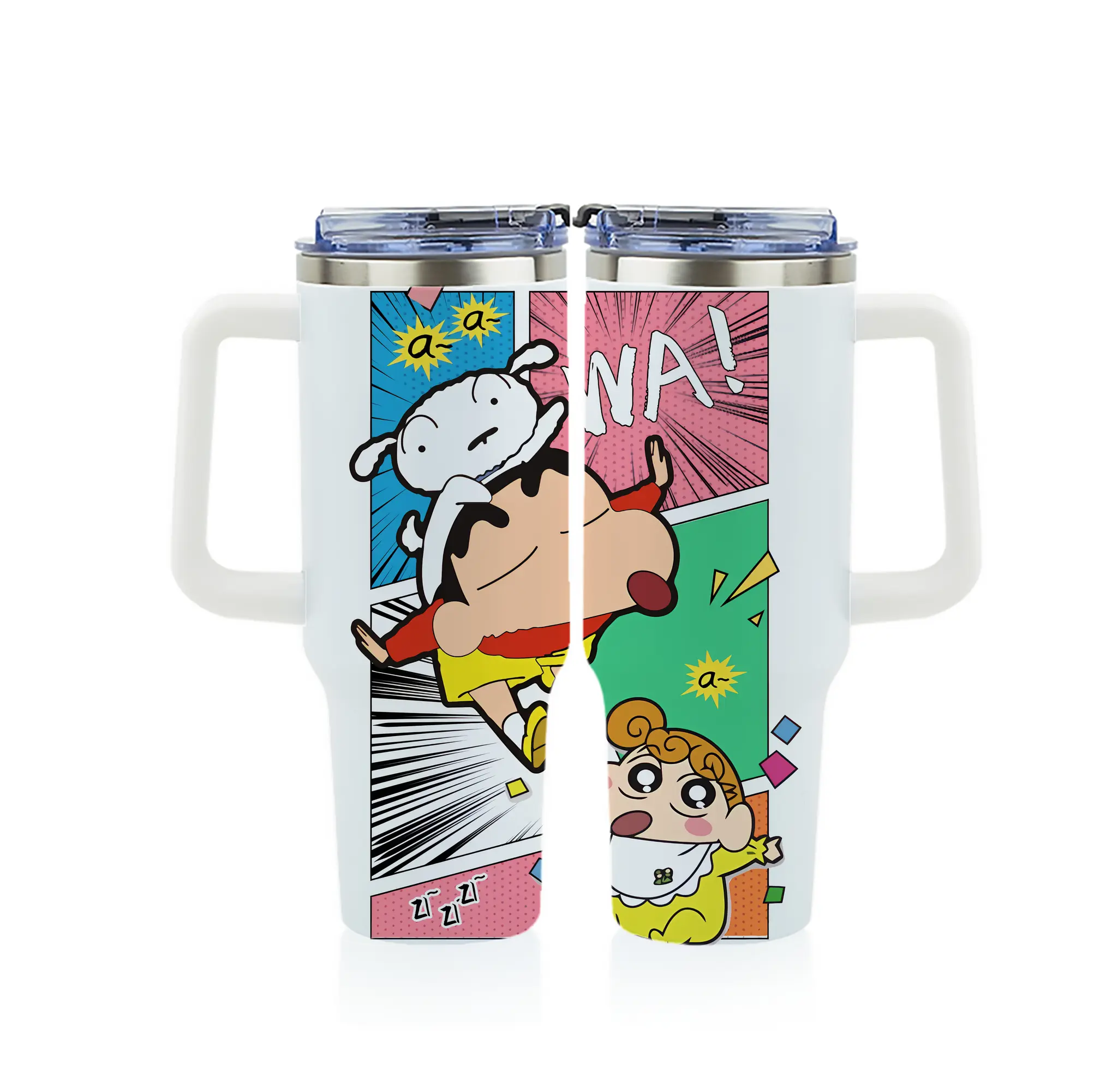 クレヨンしんちゃん グッズ 野原 ひまわり - 1200mL フルプリント車用タンブラー ・ 304ステンレス 内側 ・ 201ステンレス 外側 ・ 保温 保冷 ・ 通勤 ドライブ アウトドア用