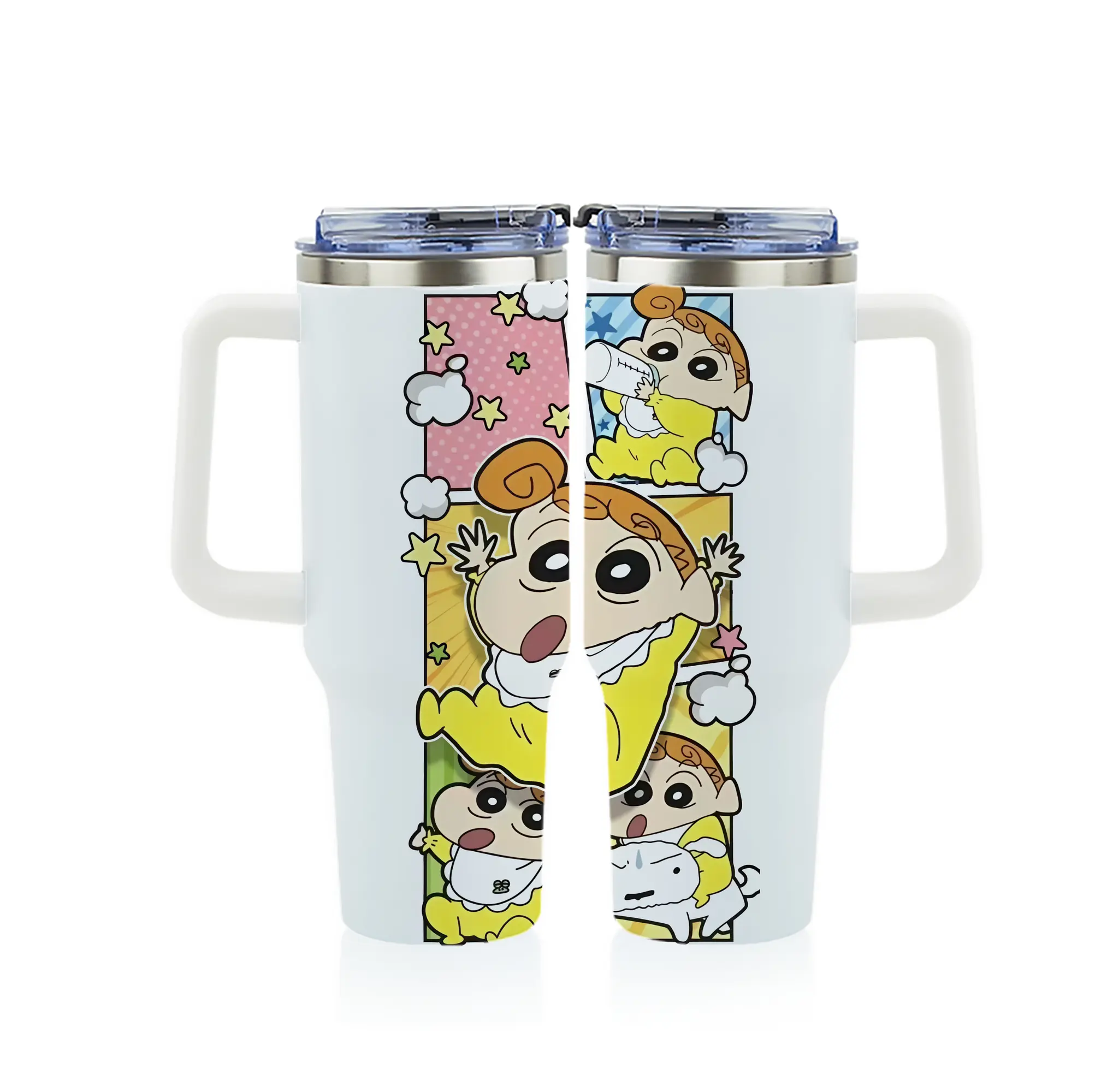 クレヨンしんちゃん グッズ 野原 ひまわり - 1200mL フルプリント車用タンブラー ・ 304ステンレス 内側 ・ 201ステンレス 外側 ・ 保温 保冷 ・ 通勤 ドライブ アウトドア用