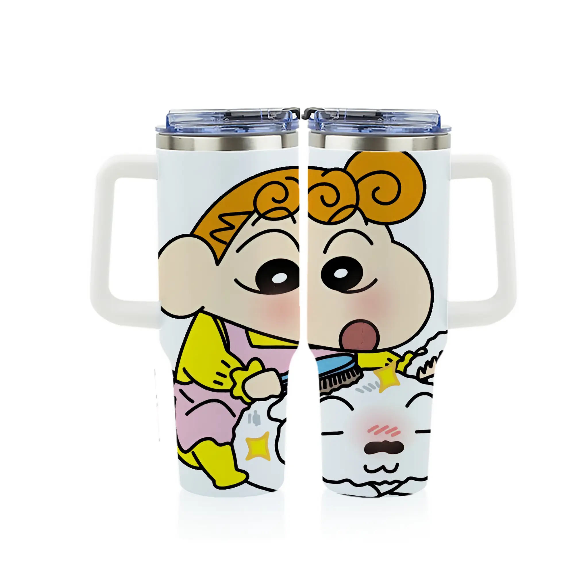 クレヨンしんちゃん グッズ 野原 ひまわり - 1200mL フルプリント車用タンブラー ・ 304ステンレス 内側 ・ 201ステンレス 外側 ・ 保温 保冷 ・ 通勤 ドライブ アウトドア用