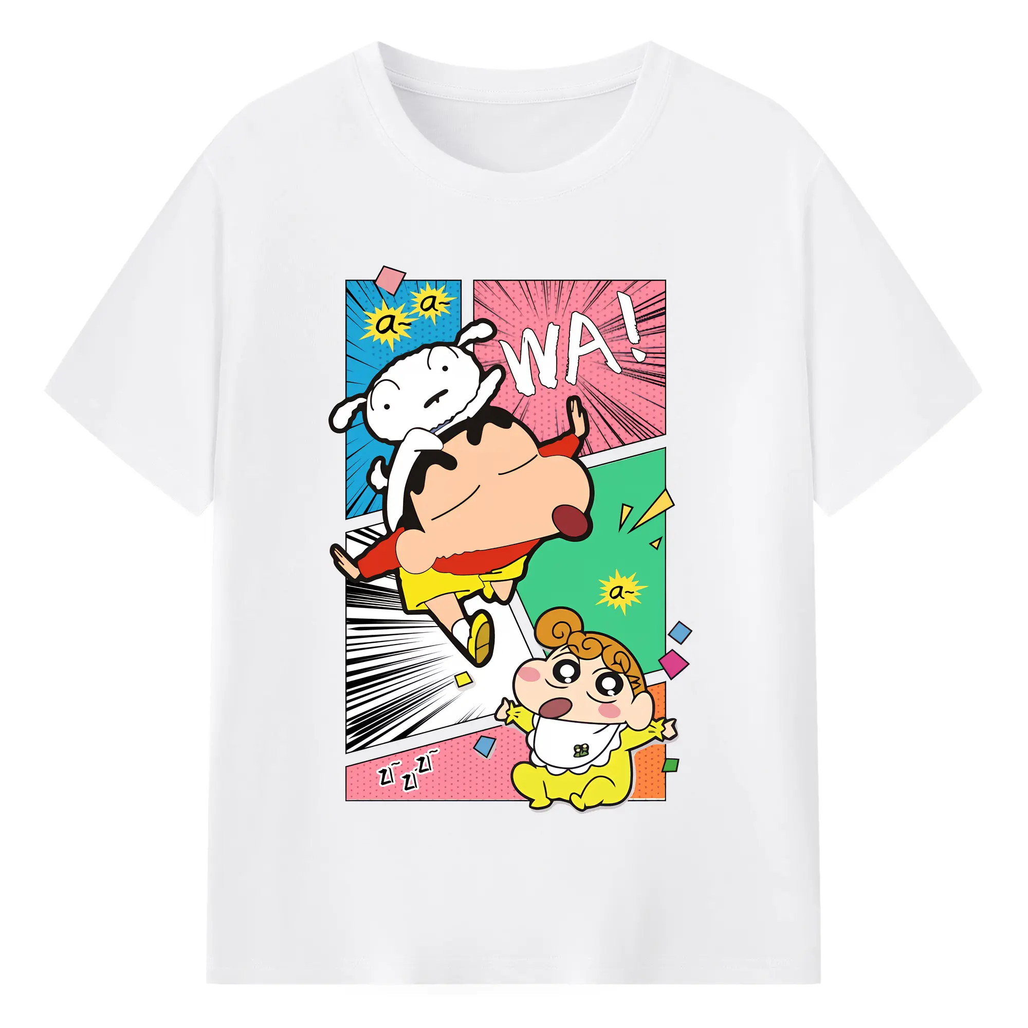 クレヨンしんちゃん グッズ 野原 ひまわり - 綿100％ 半袖Tシャツ ・ フロントプリント ・ 快適 通気性 ・ 日常使い 散歩 スポーツ用
