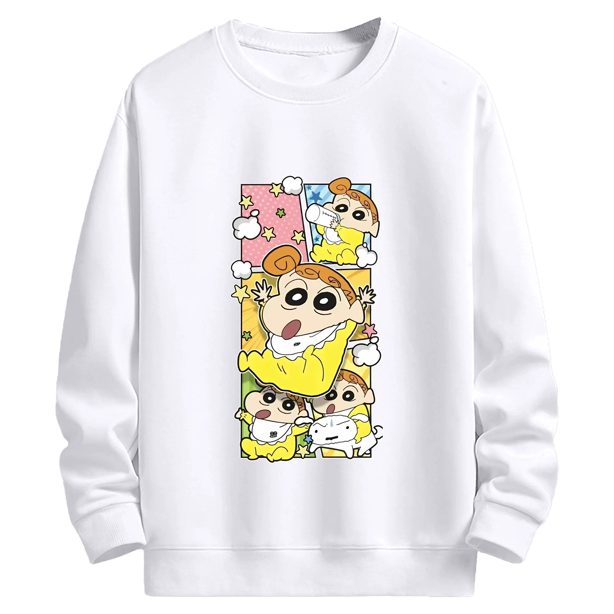 クレヨンしんちゃん グッズ 野原 ひまわり - 高品質 クルーネック スウェット ・ コットン59％ ポリエステル41％ ・ ユニセックス 長袖 トレーナー ・ カジュアル デイリー スポーツ 散歩用