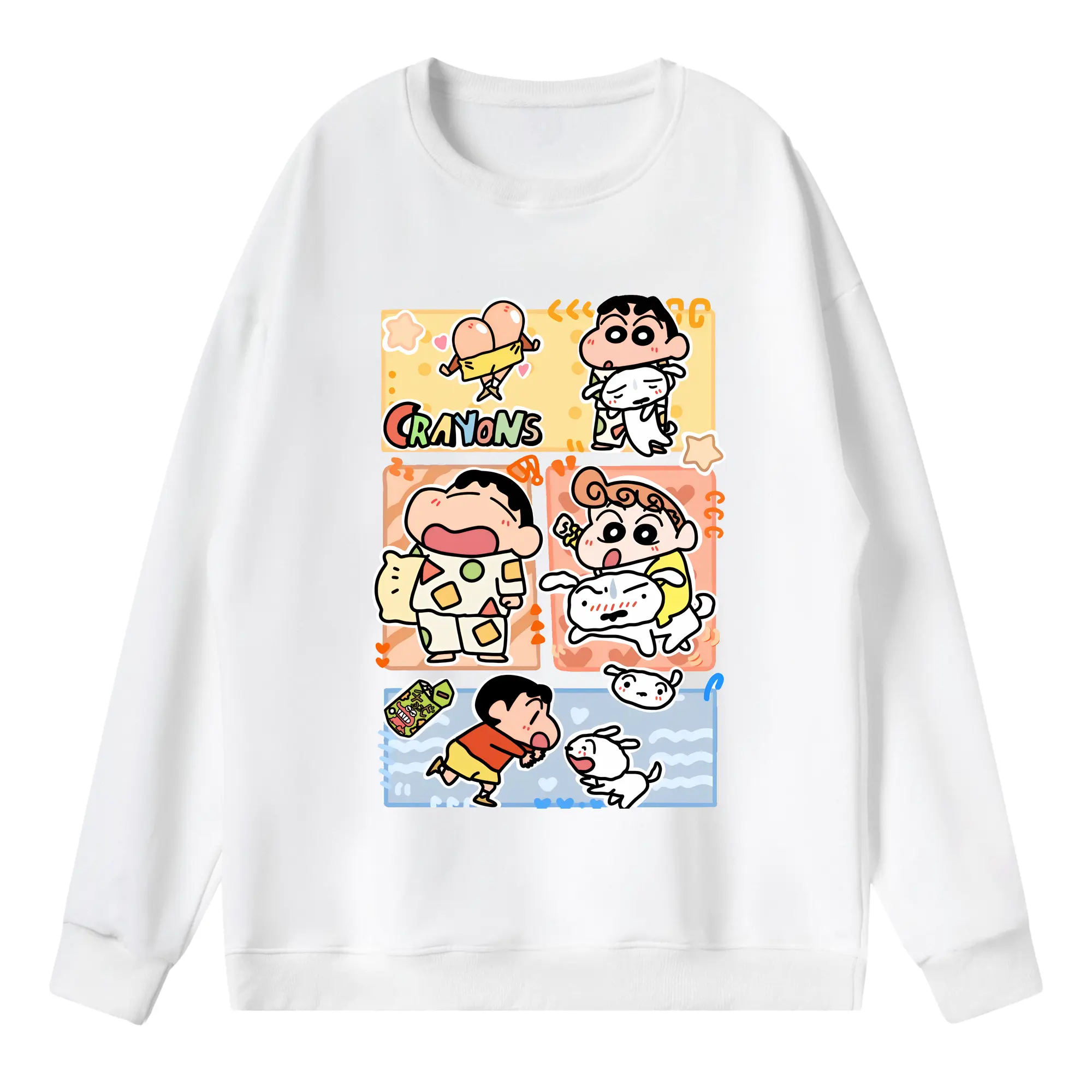 クレヨンしんちゃん グッズ 野原 ひまわり - 薄手 クルーネック スウェット 裏毛260g · ポリエステル 春秋向け カジュアル 男女兼用 · トレーナー デイリー スポーツ 散歩に最適