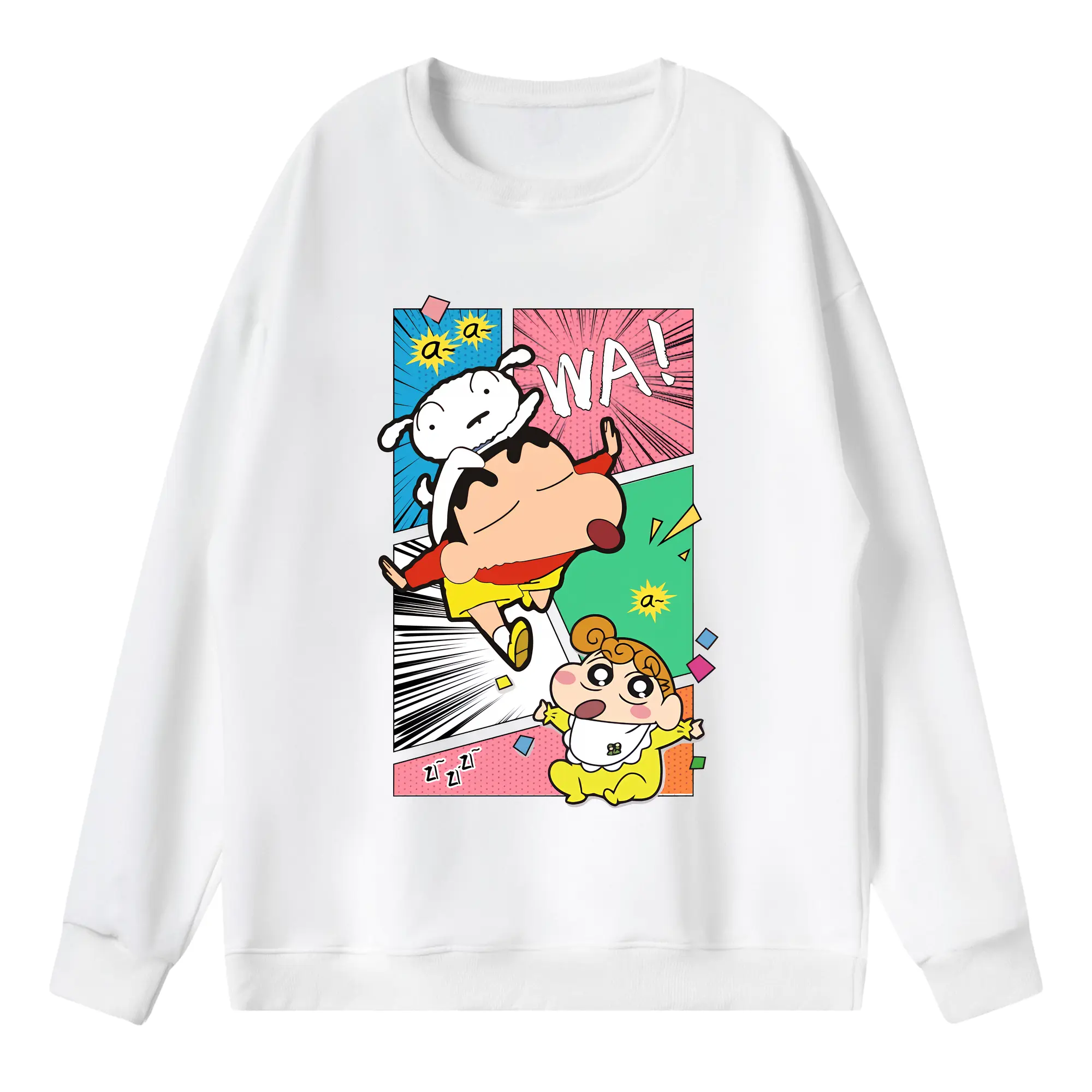 クレヨンしんちゃん グッズ 野原 ひまわり - 薄手 クルーネック スウェット 裏毛260g · ポリエステル 春秋向け カジュアル 男女兼用 · トレーナー デイリー スポーツ 散歩に最適