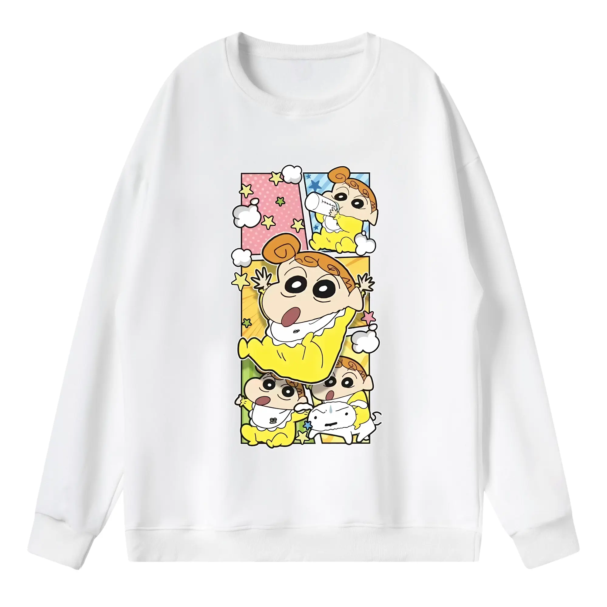 クレヨンしんちゃん グッズ 野原 ひまわり - 薄手 クルーネック スウェット 裏毛260g · ポリエステル 春秋向け カジュアル 男女兼用 · トレーナー デイリー スポーツ 散歩に最適