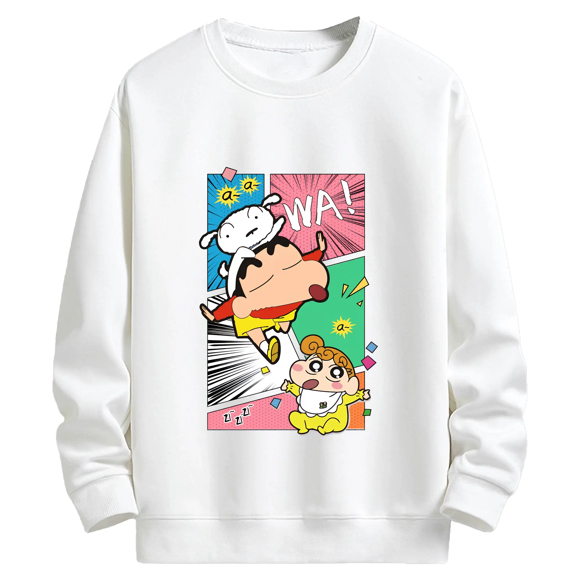 クレヨンしんちゃん グッズ 野原 ひまわり - キッズ クルーネックスウェットシャツ ・ フロントプリント ・ 綿80％ ポリエステル20％ ・ 快適 通学 スポーツ 日常使い お散歩用