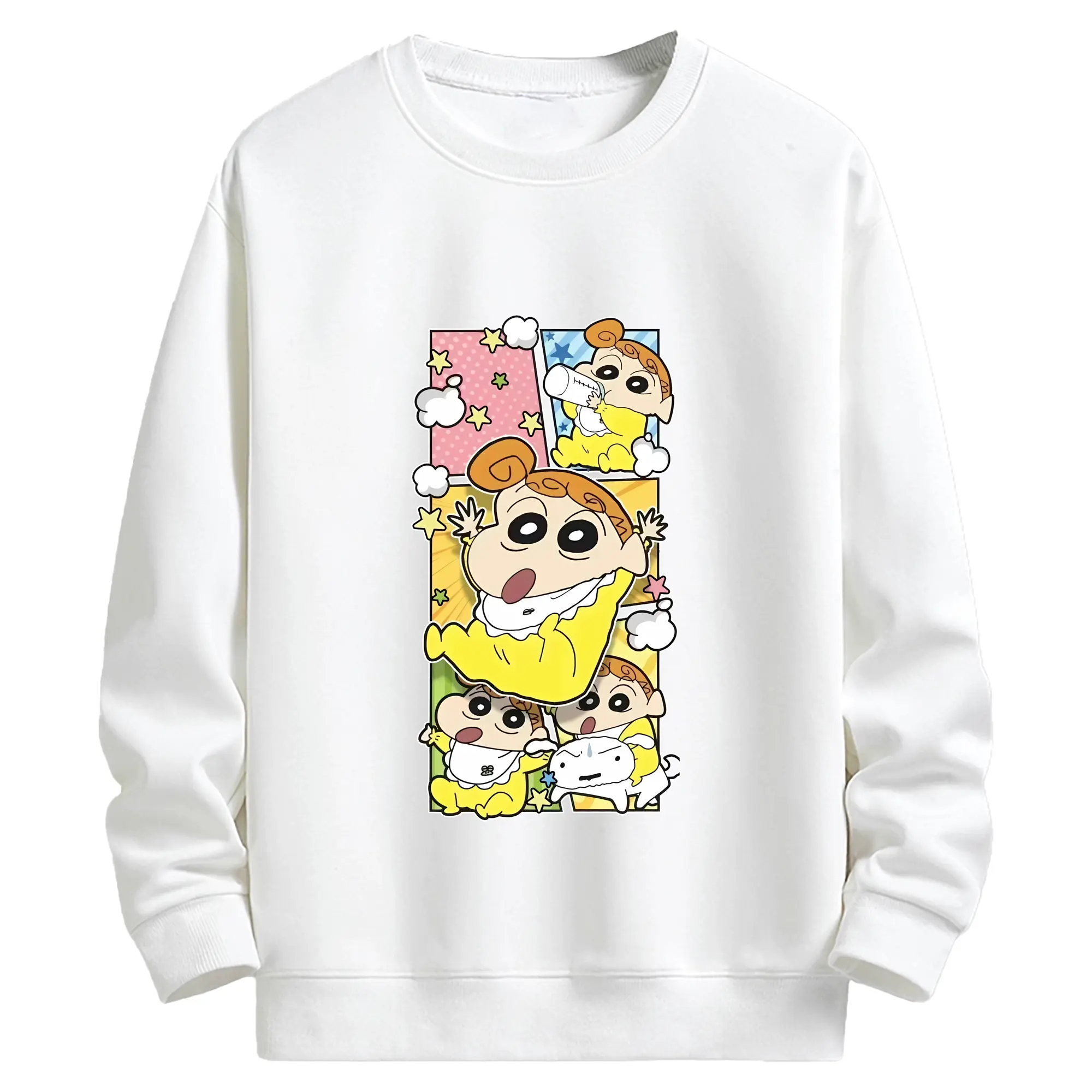 クレヨンしんちゃん グッズ 野原 ひまわり - キッズ クルーネックスウェットシャツ ・ フロントプリント ・ 綿80％ ポリエステル20％ ・ 快適 通学 スポーツ 日常使い お散歩用