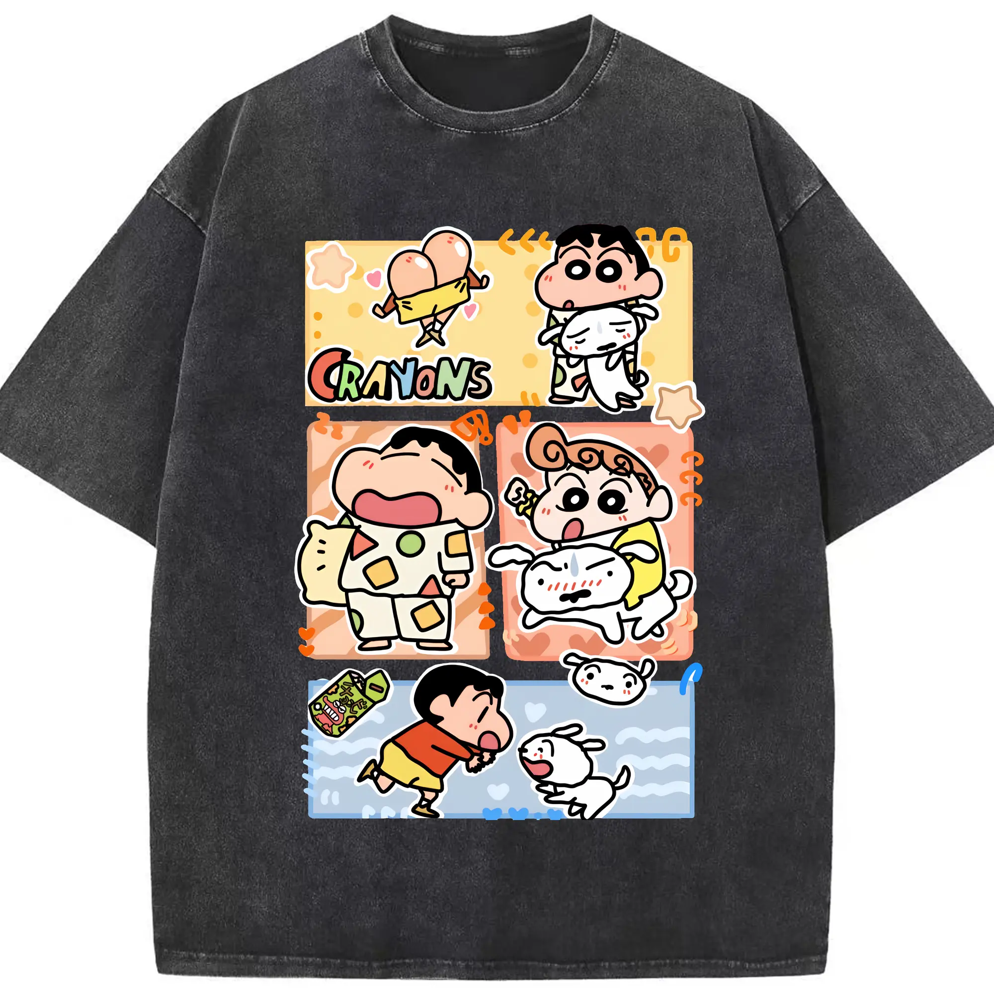 クレヨンしんちゃん グッズ 野原 ひまわり - 綿100％ ヴィンテージ風 半袖Tシャツ ・ フロントプリント ・ 柔らか肌触り ・ 通気性 快適 ・ スポーツ カジュアル 外出用