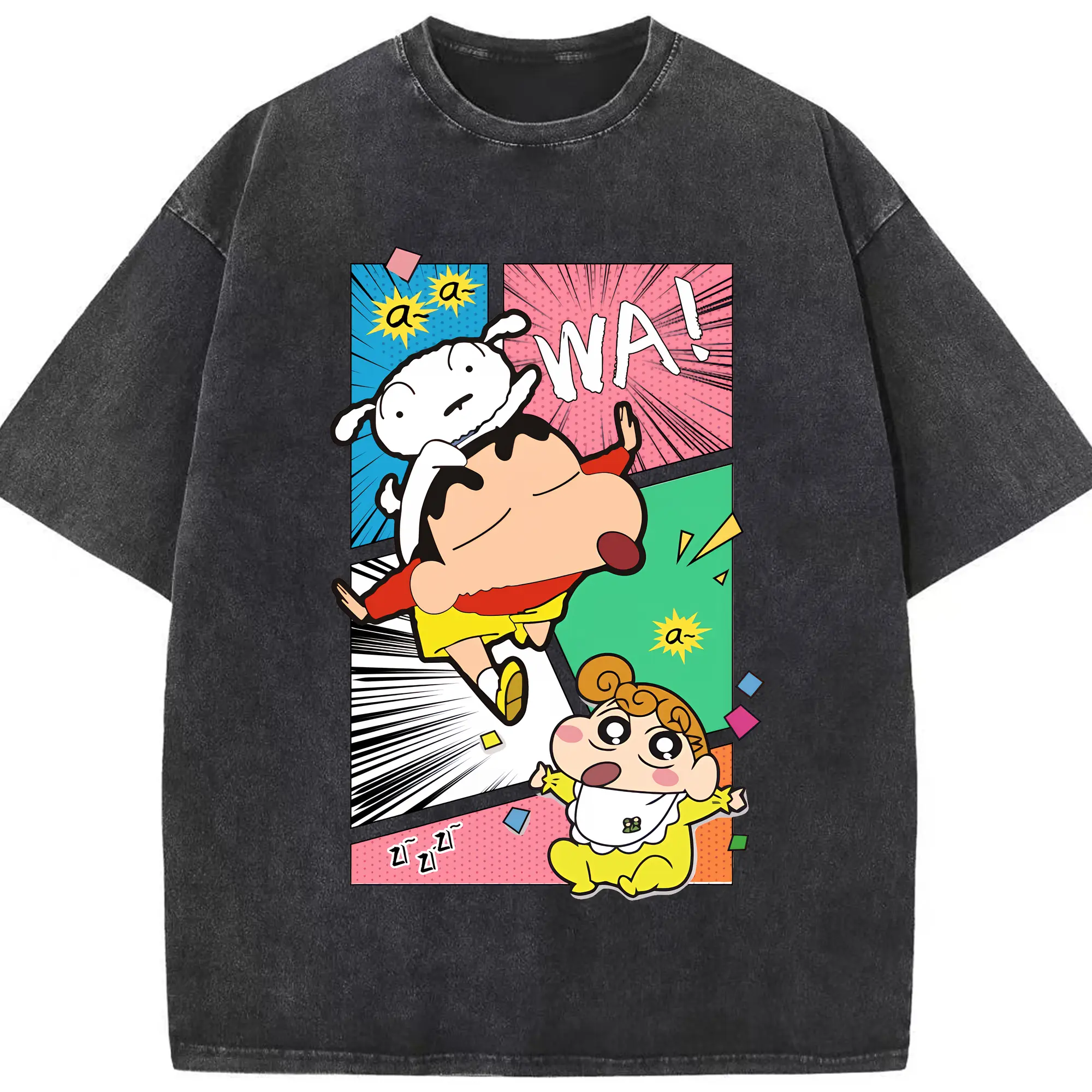 クレヨンしんちゃん グッズ 野原 ひまわり - 綿100％ ヴィンテージ風 半袖Tシャツ ・ フロントプリント ・ 柔らか肌触り ・ 通気性 快適 ・ スポーツ カジュアル 外出用
