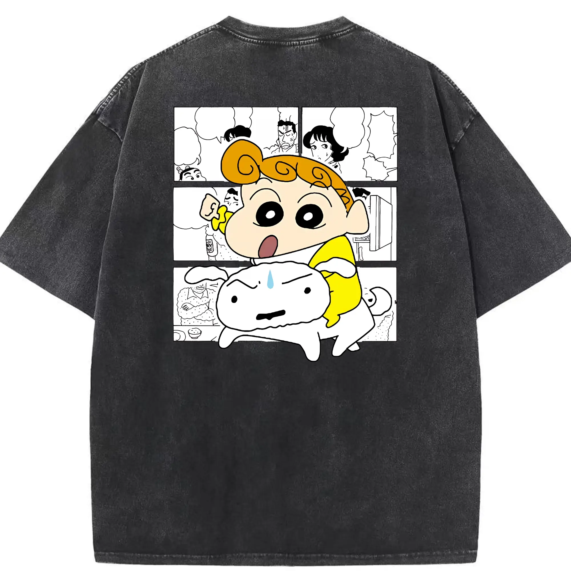 クレヨンしんちゃん グッズ 野原 ひまわり - 綿100％ ヴィンテージ風 半袖Tシャツ ・ 背面プリント ・ 柔らか肌触り ・ 通気性 快適 ・ スポーツ カジュアル 外出用