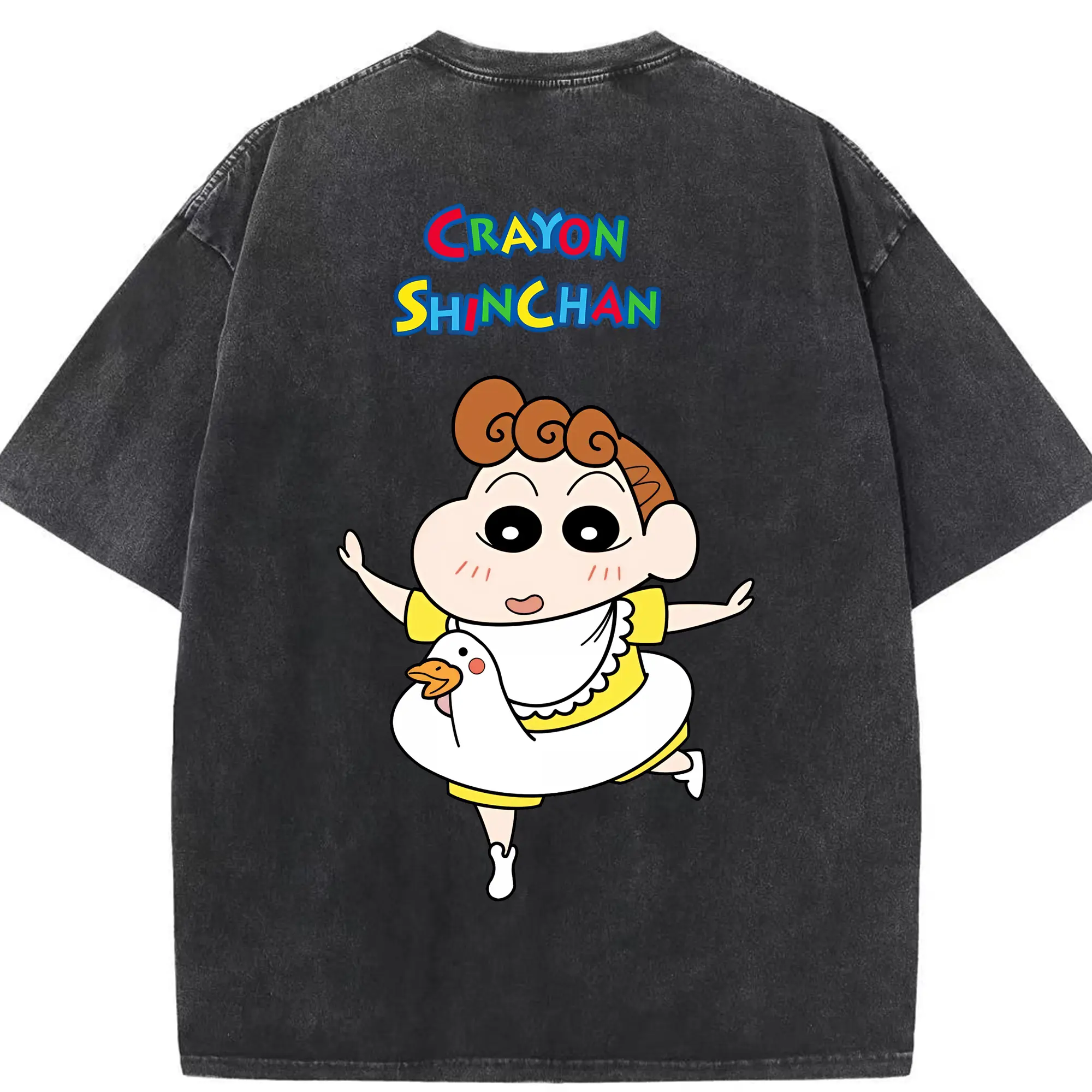 クレヨンしんちゃん グッズ 野原 ひまわり - 綿100％ ヴィンテージ風 半袖Tシャツ ・ 背面プリント ・ 柔らか肌触り ・ 通気性 快適 ・ スポーツ カジュアル 外出用