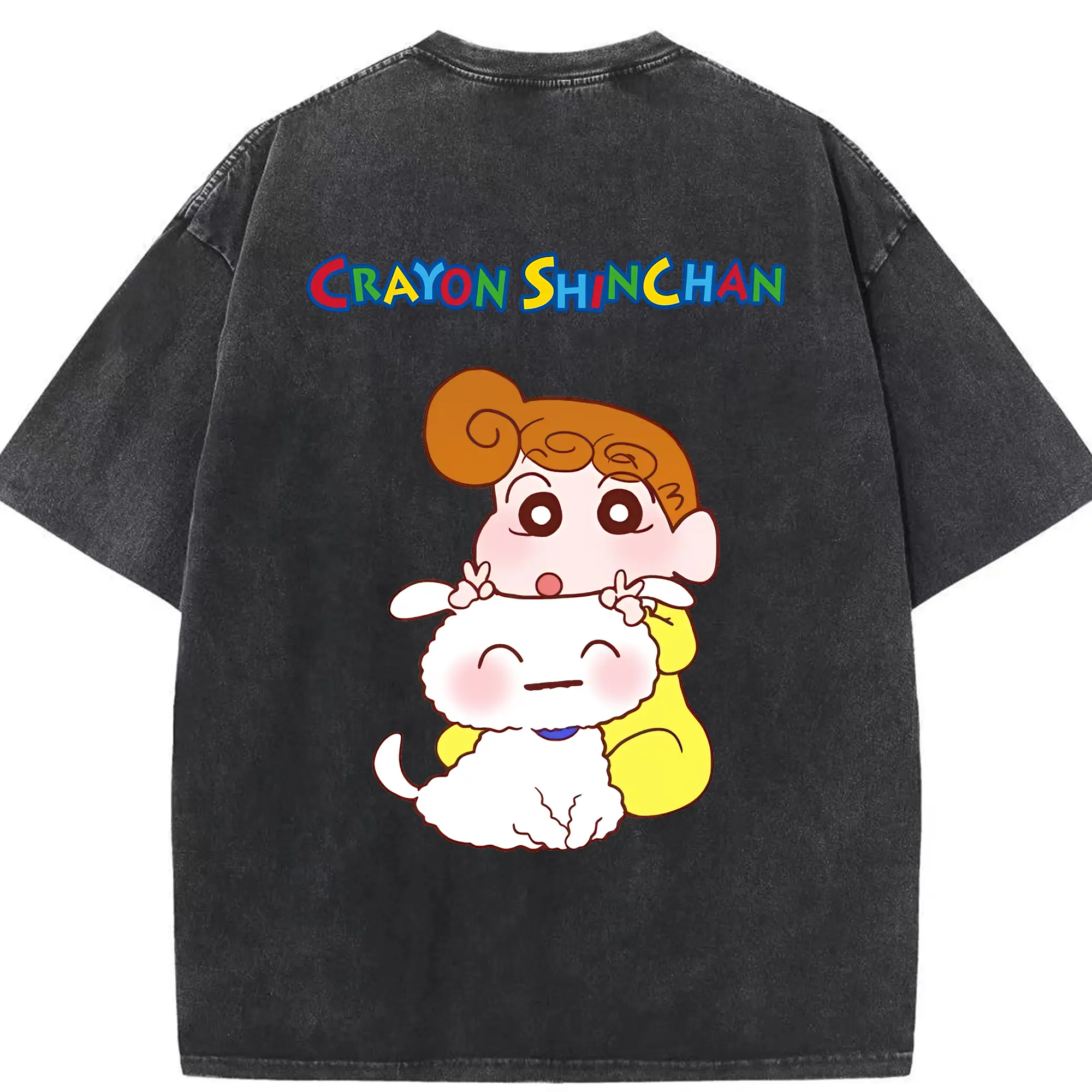 クレヨンしんちゃん グッズ 野原 ひまわり - 綿100％ ヴィンテージ風 半袖Tシャツ ・ 背面プリント ・ 柔らか肌触り ・ 通気性 快適 ・ スポーツ カジュアル 外出用