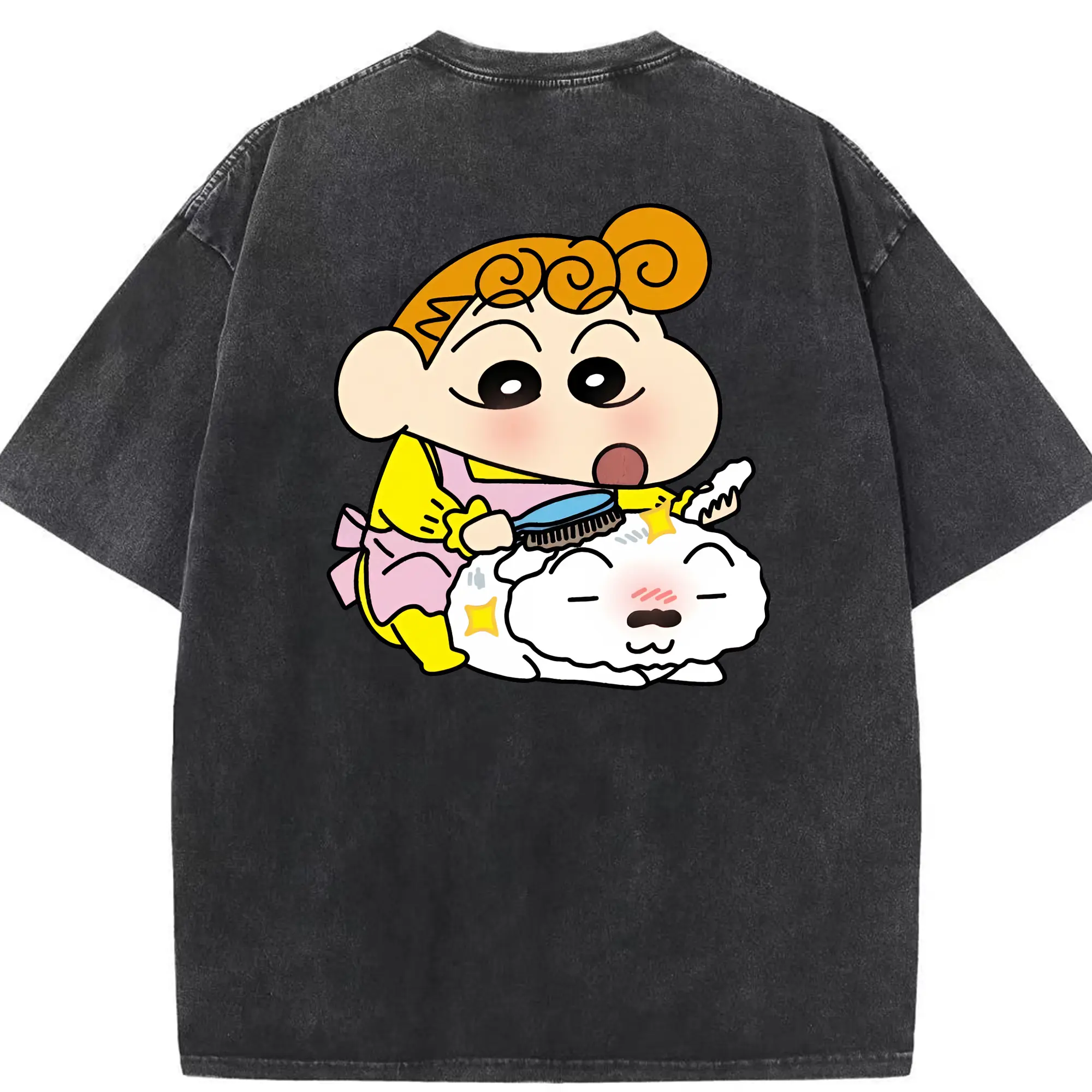 クレヨンしんちゃん グッズ 野原 ひまわり - 綿100％ ヴィンテージ風 半袖Tシャツ ・ 背面プリント ・ 柔らか肌触り ・ 通気性 快適 ・ スポーツ カジュアル 外出用