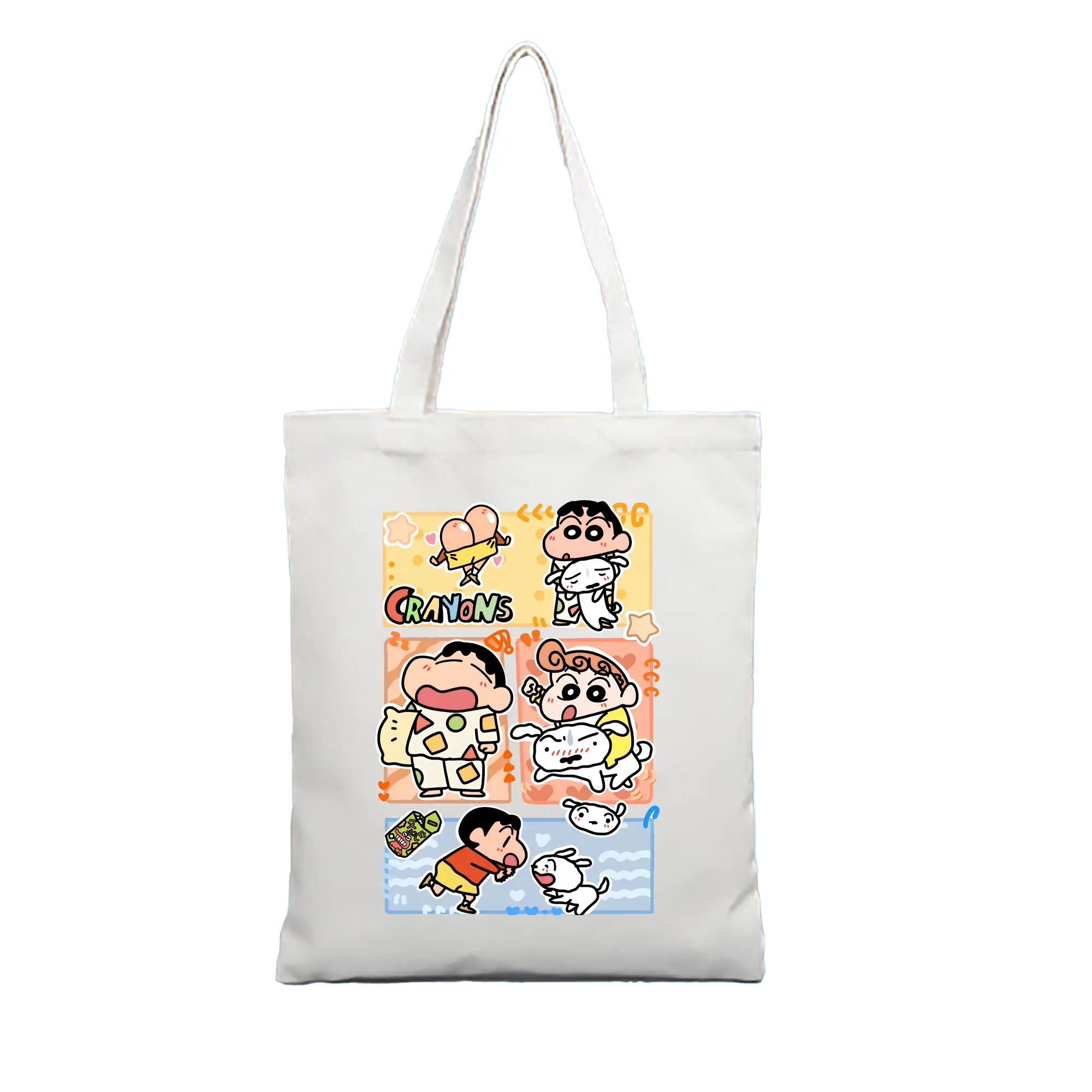 クレヨンしんちゃん グッズ 野原 ひまわり - 縦型キャンバス手提げバッグ（トートバッグ） ・ キャンバス素材 ・ ショッピング用 ・ 軽量 丈夫 お手入れ簡単